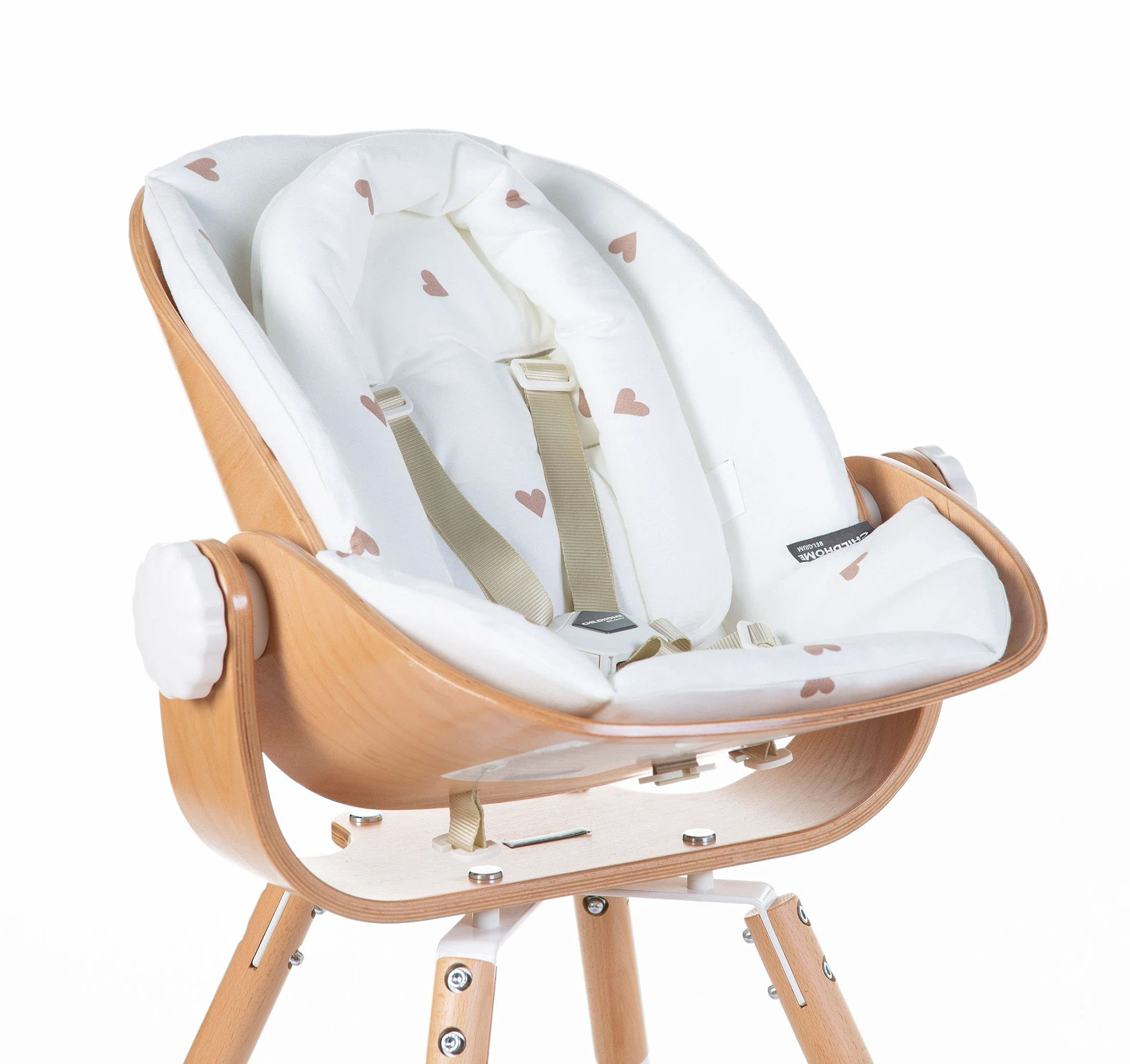 CHILDHOME, Cuscino riduttore per neonato, compatibile con il seggiolino per neonati Evolu Newborn Seat, 100% cotone, cintura di sicurezza a 5 punti, confortevole, ergonomico, gold hearts