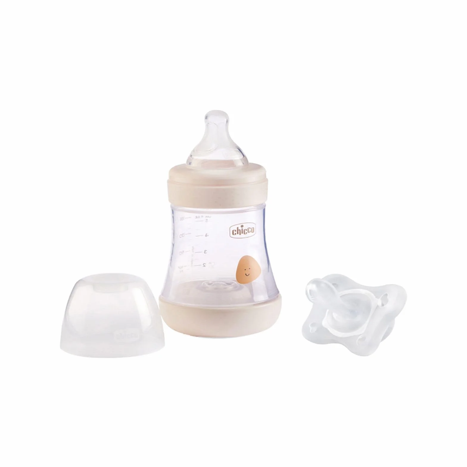 Chicco PERFECT 5 Biberon Anticolica 150 ml, Biberon Flusso Lento 0 Mesi+ con Tettarella in Morbido Silicone e Ciuccio in Silicone 0-2 Mesi incluso al suo interno, Idea regalo