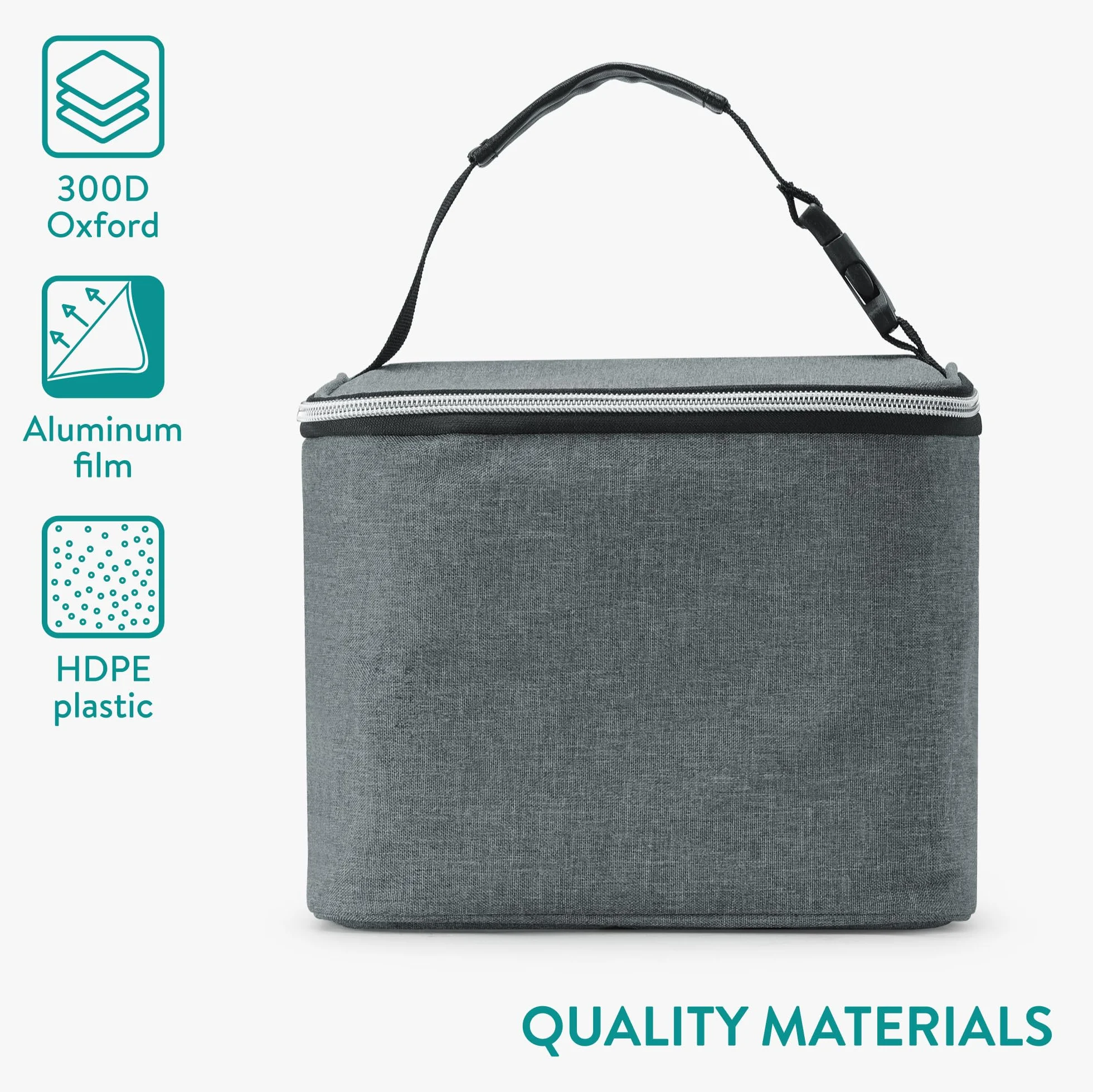 Navaris Borsa Termica per Latte Materno - Porta Pappa Termico Neonati - Borsa Termica Biberon per 6 Bottiglie - Isolamento Termico Latte Fresco - Grigio