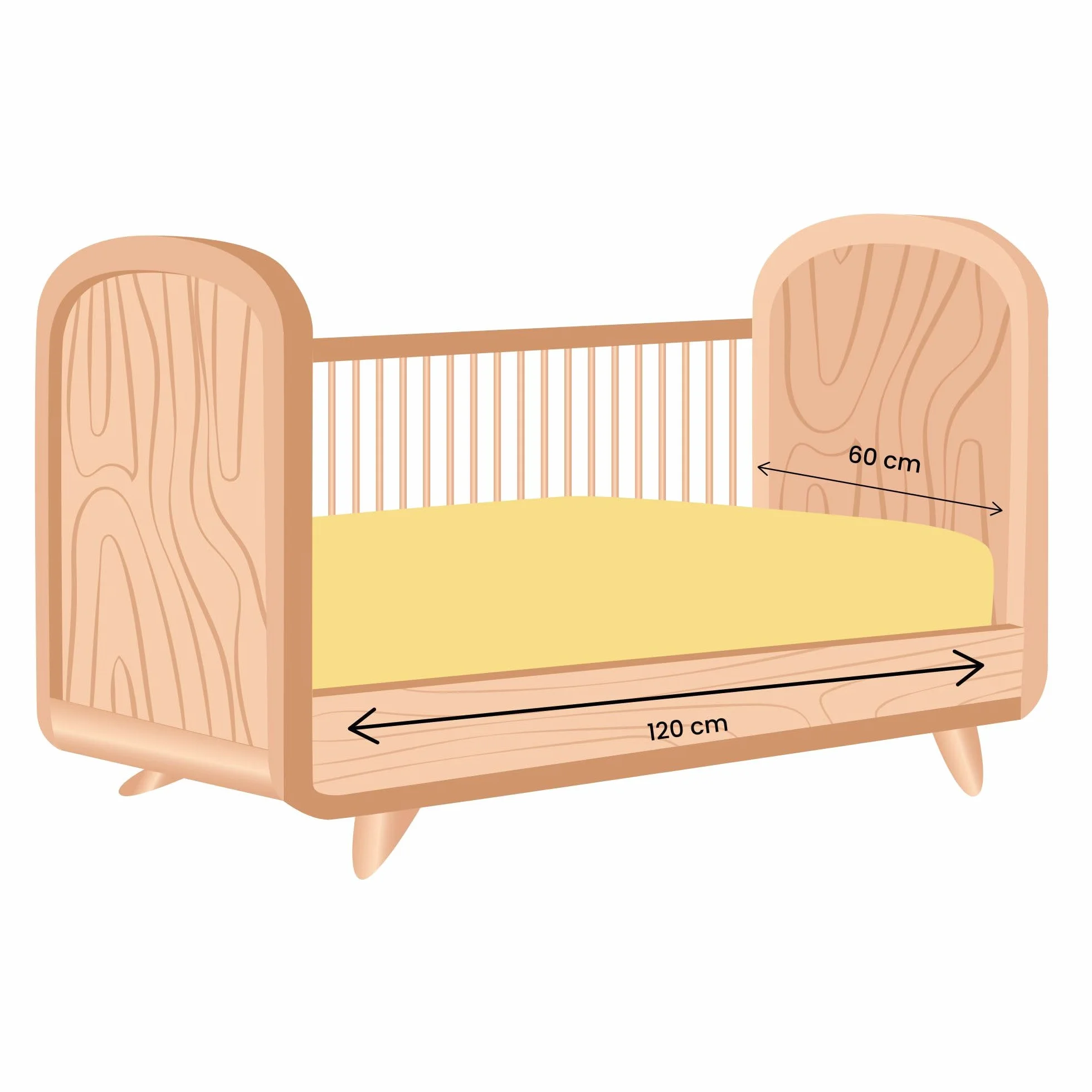 Trois Kilos Sept - Lenzuolo con Angoli Bambino - 60 x 120 cm - 100% Cotone - Jersey Elasticizzato - Mostarda