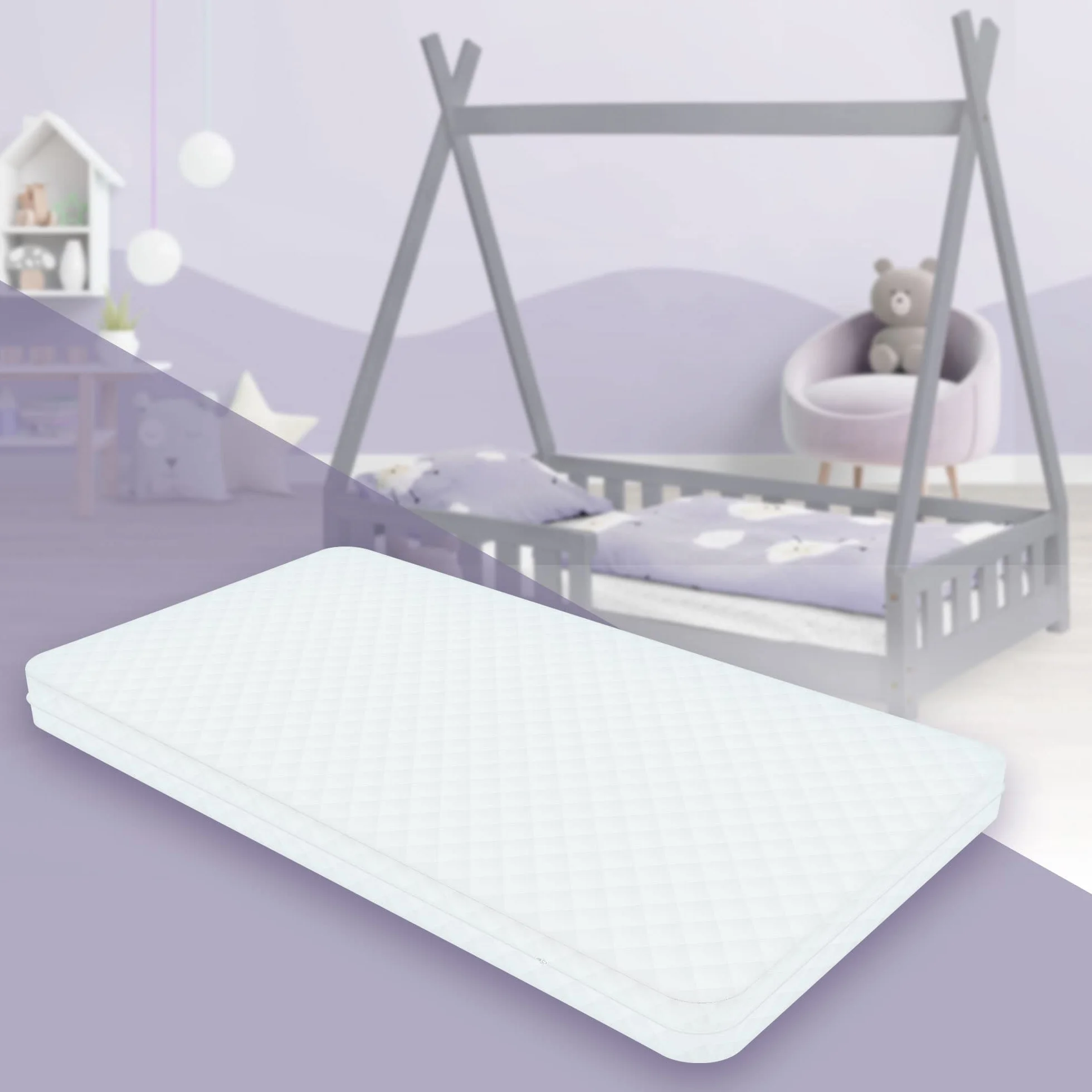 ML-Design Materasso per Lettino Culla Bambini 80x160x10 cm Certificato Oeko Tex 100 a Schiuma Fredda Testato contro le Sostanze Nocive con Cerniera e Rivestimento Sfoderabile Lavabile Ipoallergenico