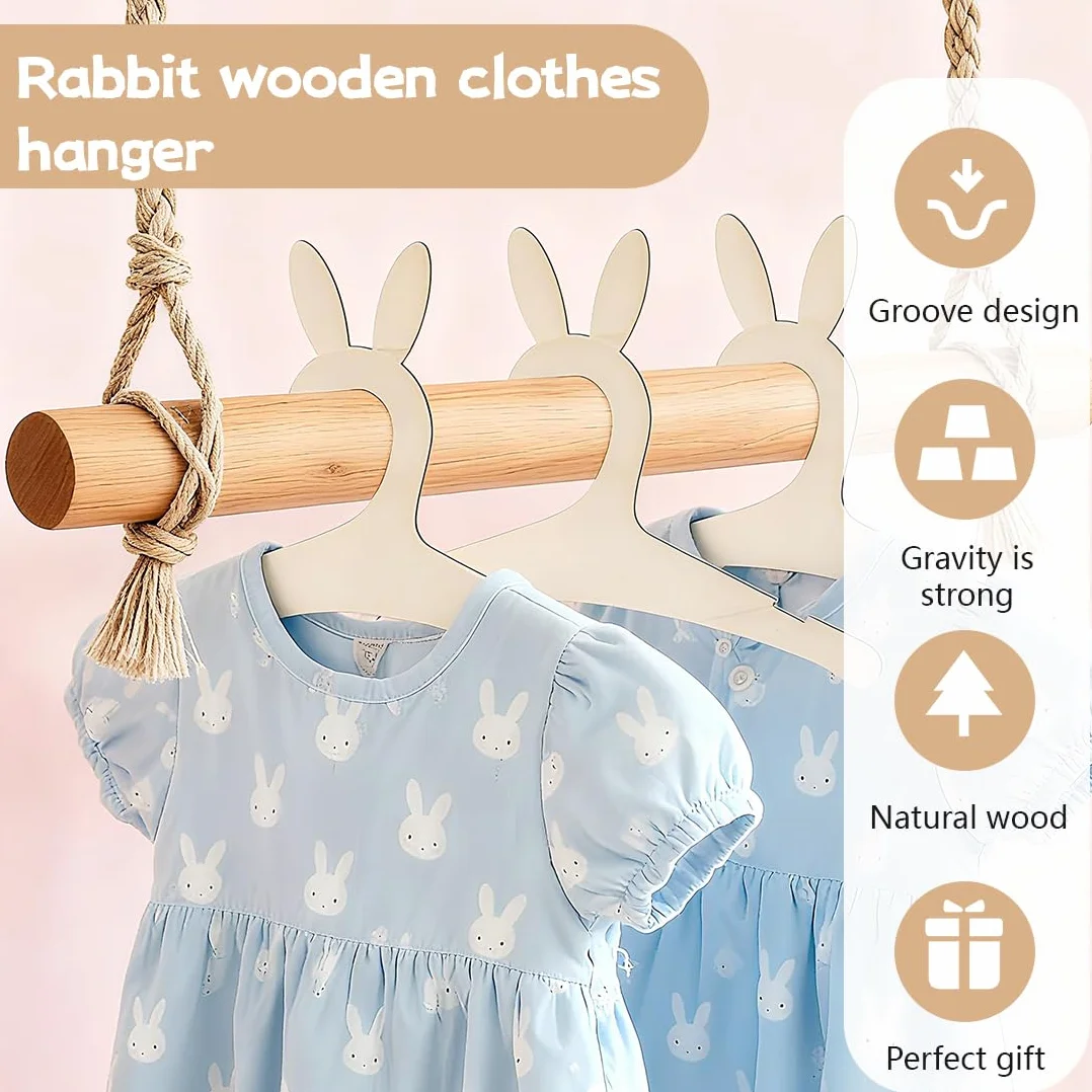 15 Pezzi Appendini in Legno per Bambini, Gruccia Neonato Legno, design a scanalature, per Unisex Bambino Neonati Regalo, per decorare e appendere i vestiti (15,5 x 22,7 cm)