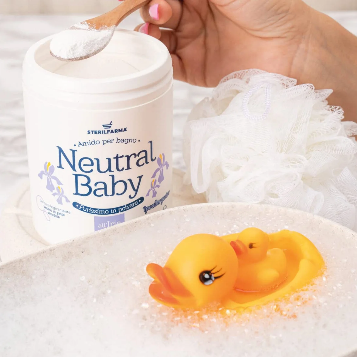 Neutral Baby è Amido di riso in polvere - per un bagnetto SOFFICE E BELLISSIMO. Per la cura e la detersione della pelle delicata e sensibile fin dalla nascita. (Rosa)