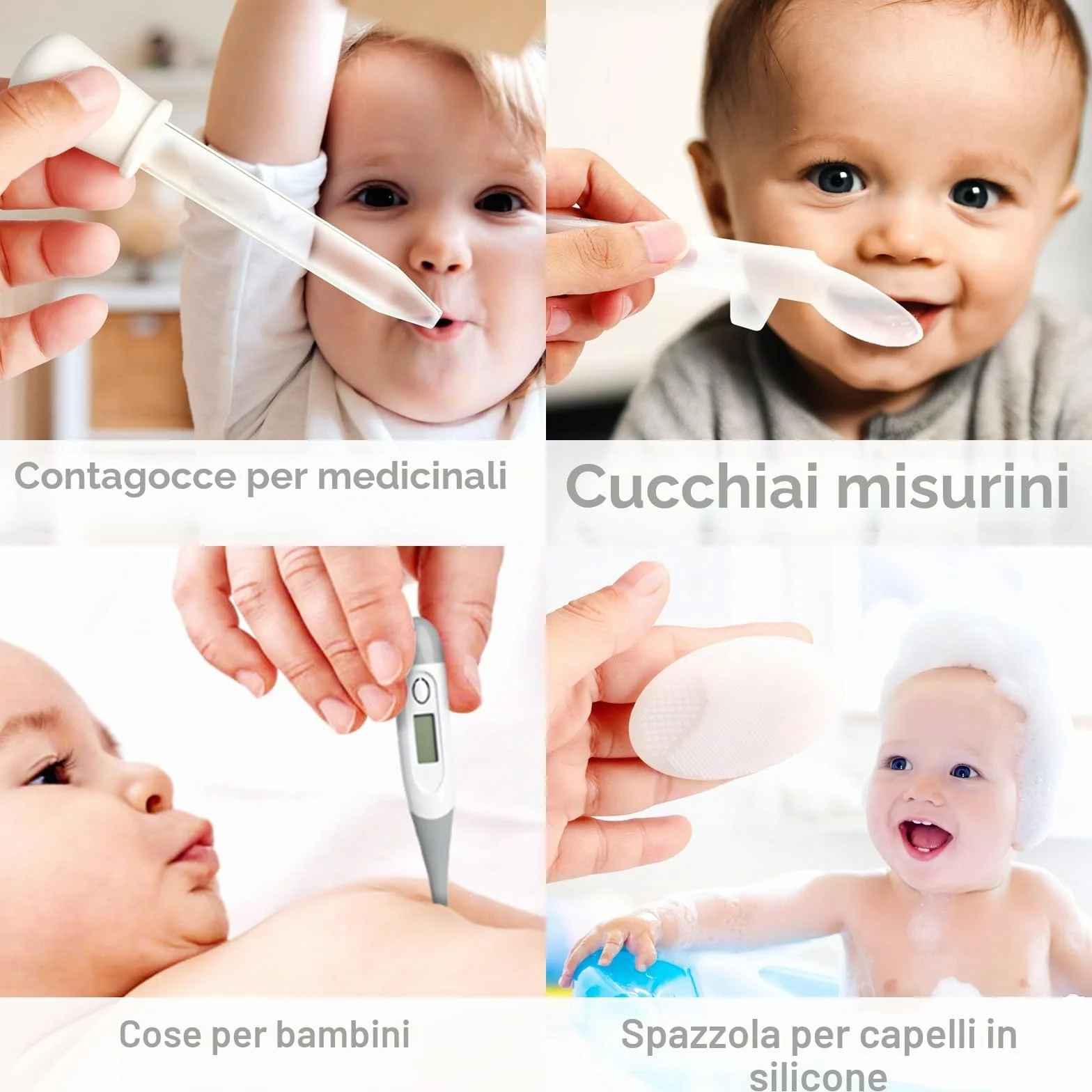 Set di sicurezza per bambini con spazzola per capelli, pettine, tagliaunghie, kit essenziale per neonati e ragazzi (grigio bianco)