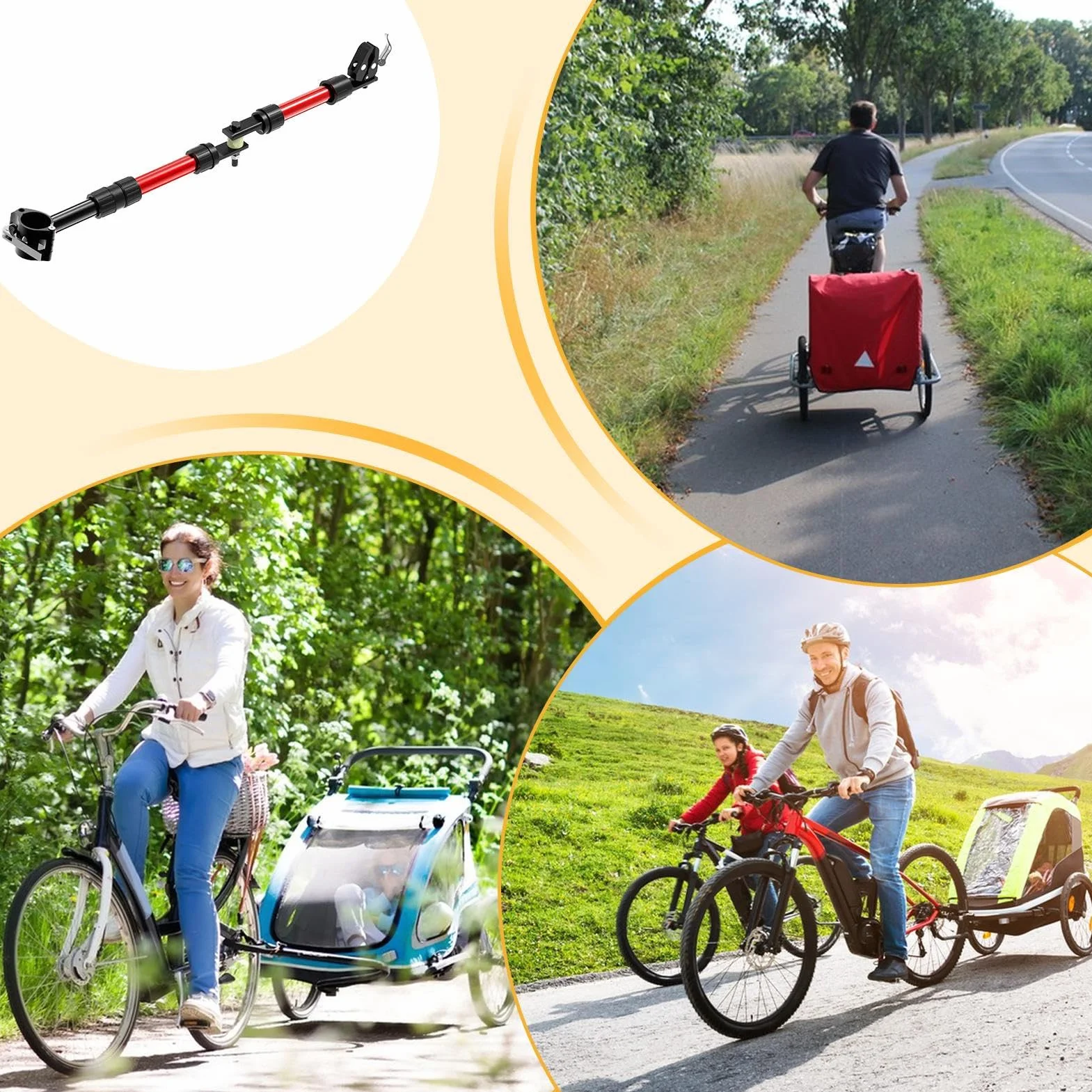 Attacco per Rimorchio Bici, Adattatore Universale per Carrelli, Accessori Portapacchi Posteriore in Lega per Trasporto Bambini Animali Domestici e Avventure all'Aperto