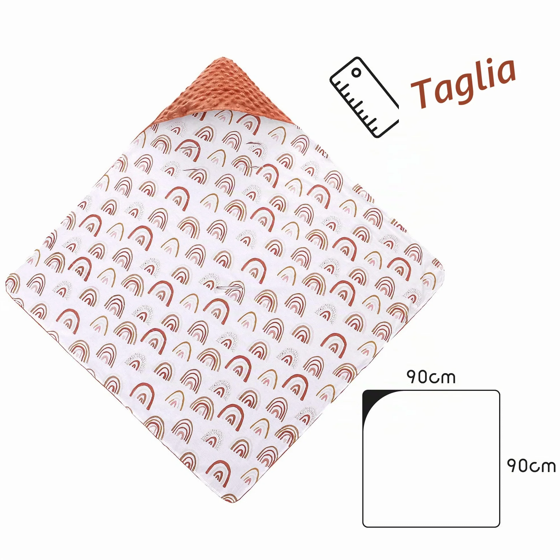Miracle Baby Coperta Avvolgente in Cotone 90x90cm, Copertina Multifunzionale Universale per Neonati, Passeggino, Ovetto e Seggiolino Auto, Reversibile per Autunno e Inverno, Arcobaleno