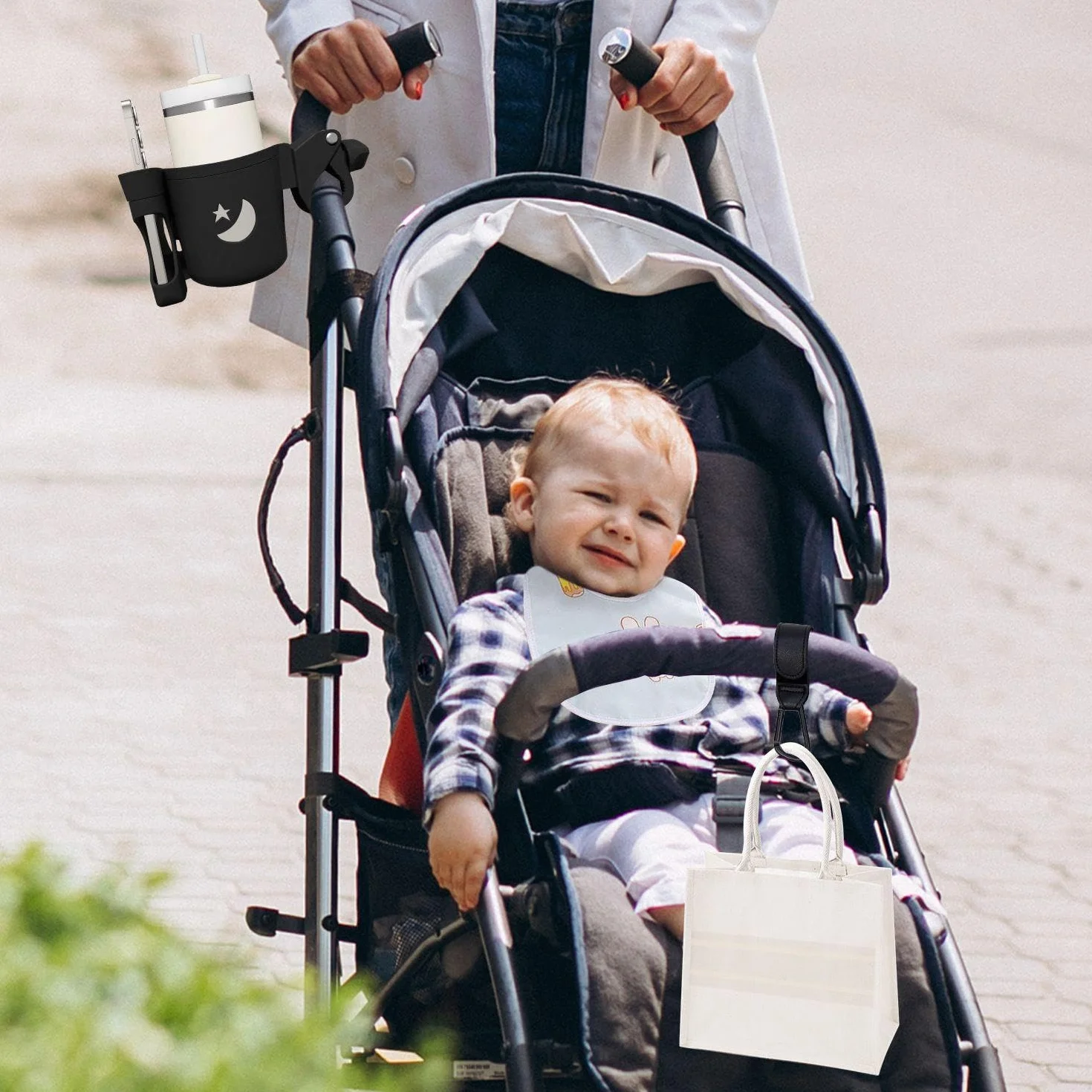 1 Pezzo Di Passeggino Supporto Di Tazza, 2 Pezzi Di Passeggino Gancio, 1 Pezzo Di Saliva Del Bambino Asciugamano, Neonato Bavaglino Impermeabile, Bambino Gita Forniture.