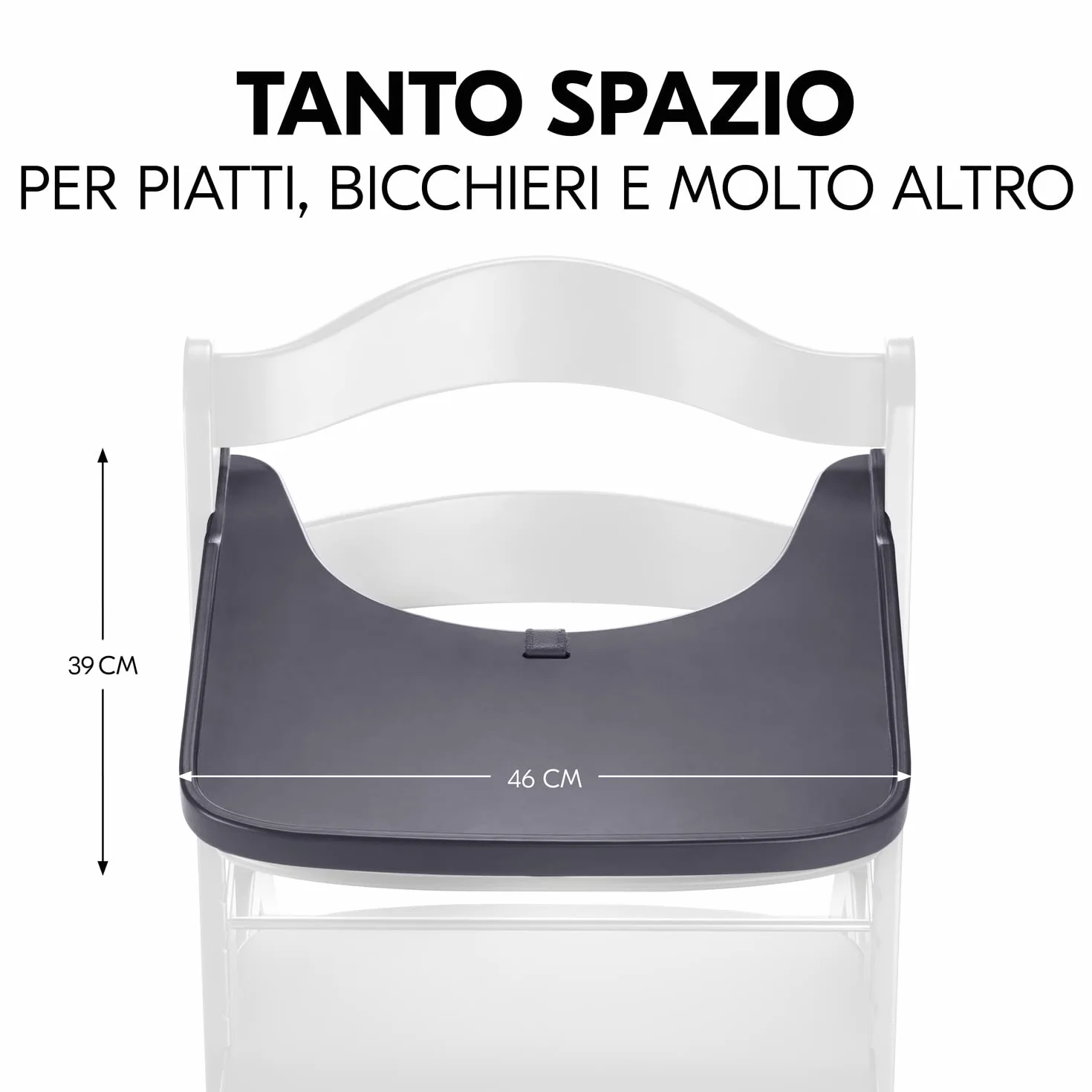 hauck Alpha Wooden Tray, Grigio Scuro - Vassoio in Legno Compatibile con Seggiolone Pappa Alpha+ e Beta+ per Bambini 6-36 Mesi, con Bordo Rialzato e Cert. FSC®