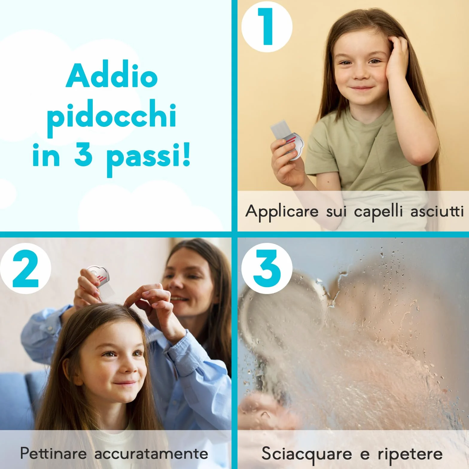 Pettinino Pidocchi Bambini 2 Pezzi - Pettine Pidocchi e Lendini con Lente | Denti ultra-fini in acciaio per rimuovere pidocchi e lendini. Lente integrata. Delicato sui bambini, bagnato o asciutto.