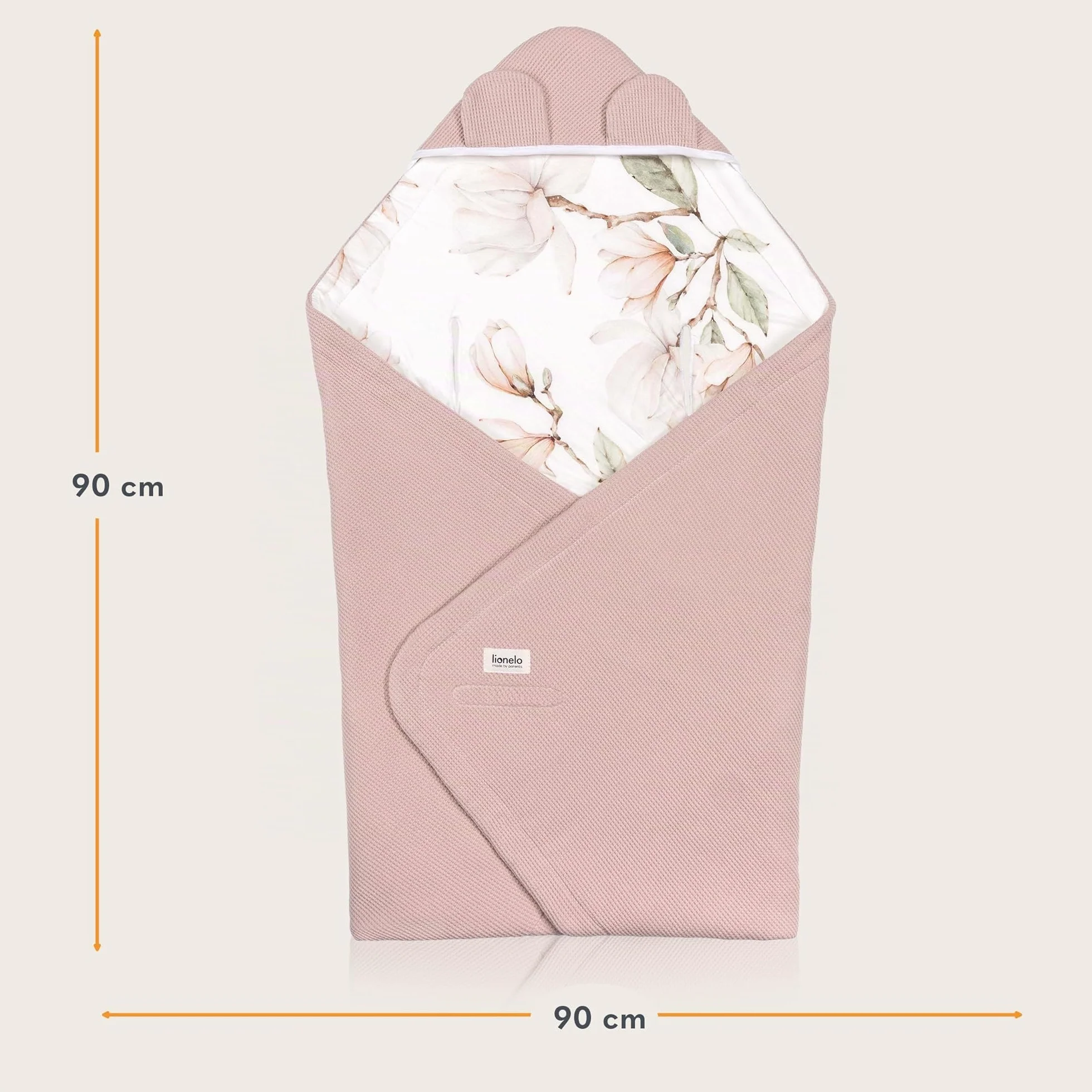 lionelo TRAVEL SWADDLE BLANKET Coperta Pesante per Bebé 90x90 cm 100% Cotone Compatibile con Seggiolino Auto, Ovetto e Passeggino, Copertina Morbida per Tutto l’Anno, Chiusura