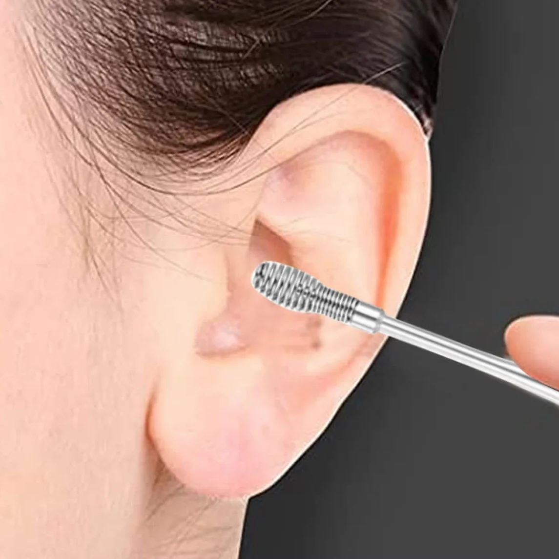 Strumento per la rimozione del cerume a molla da 2 pezzi, set di strumenti per la pulizia del cerume a spirale in acciaio inossidabile per cura dell'orecchio