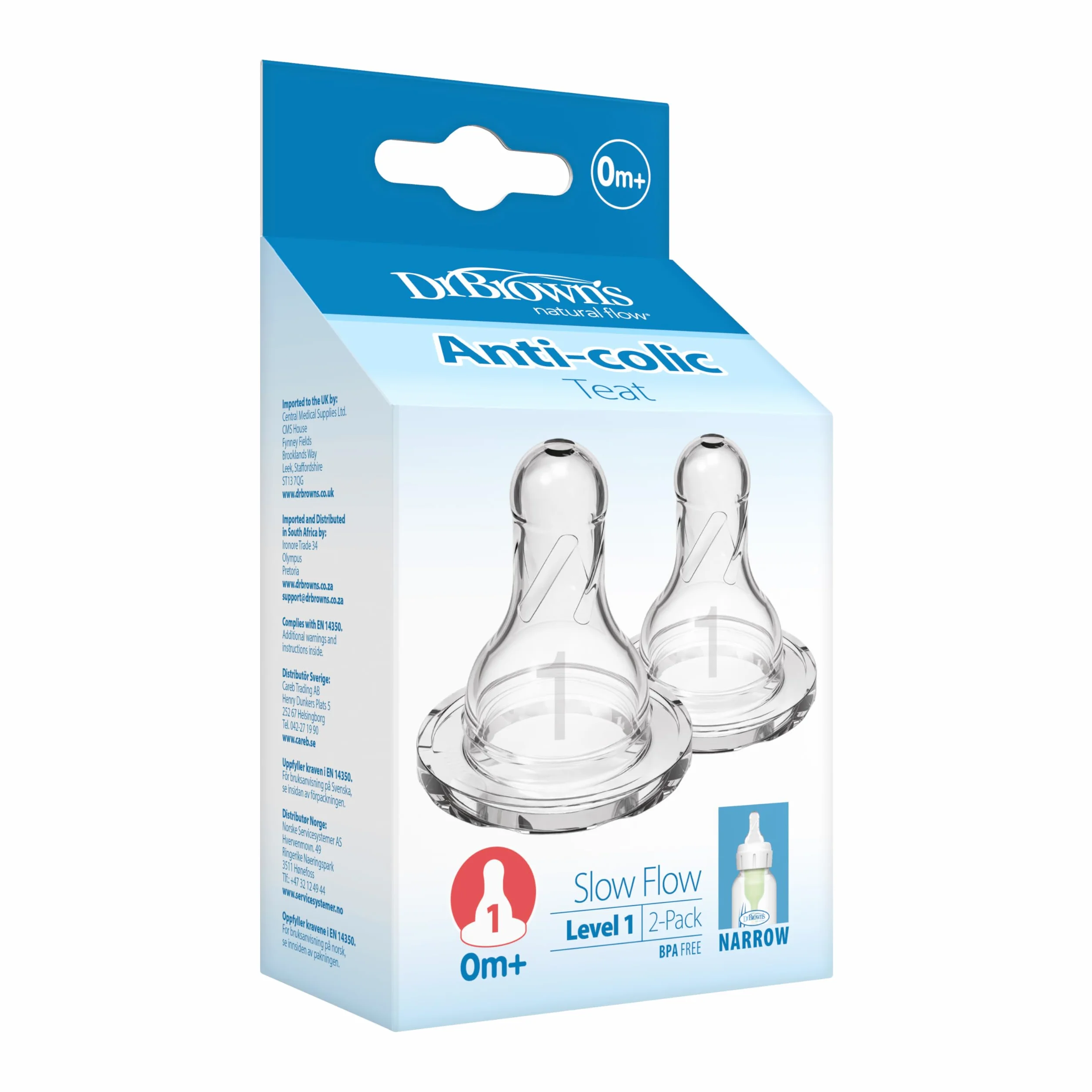 Dr Brown 's Options – Tettarella bocca stretta +0 meses trasparente