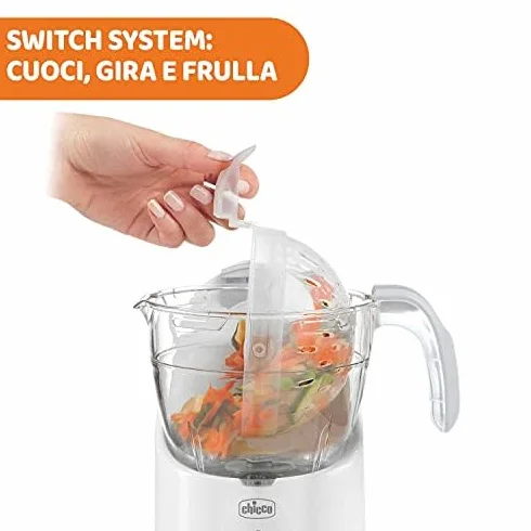 Chicco Cuocipappa Multifunzione Easy Meal per lo Svezzamento, Omogeneizzatore per Neonati e Bambini, Frullatore e Scaldapappa, con Cottura a Vapore e grattugia Cut Express, Riscalda e Scongela