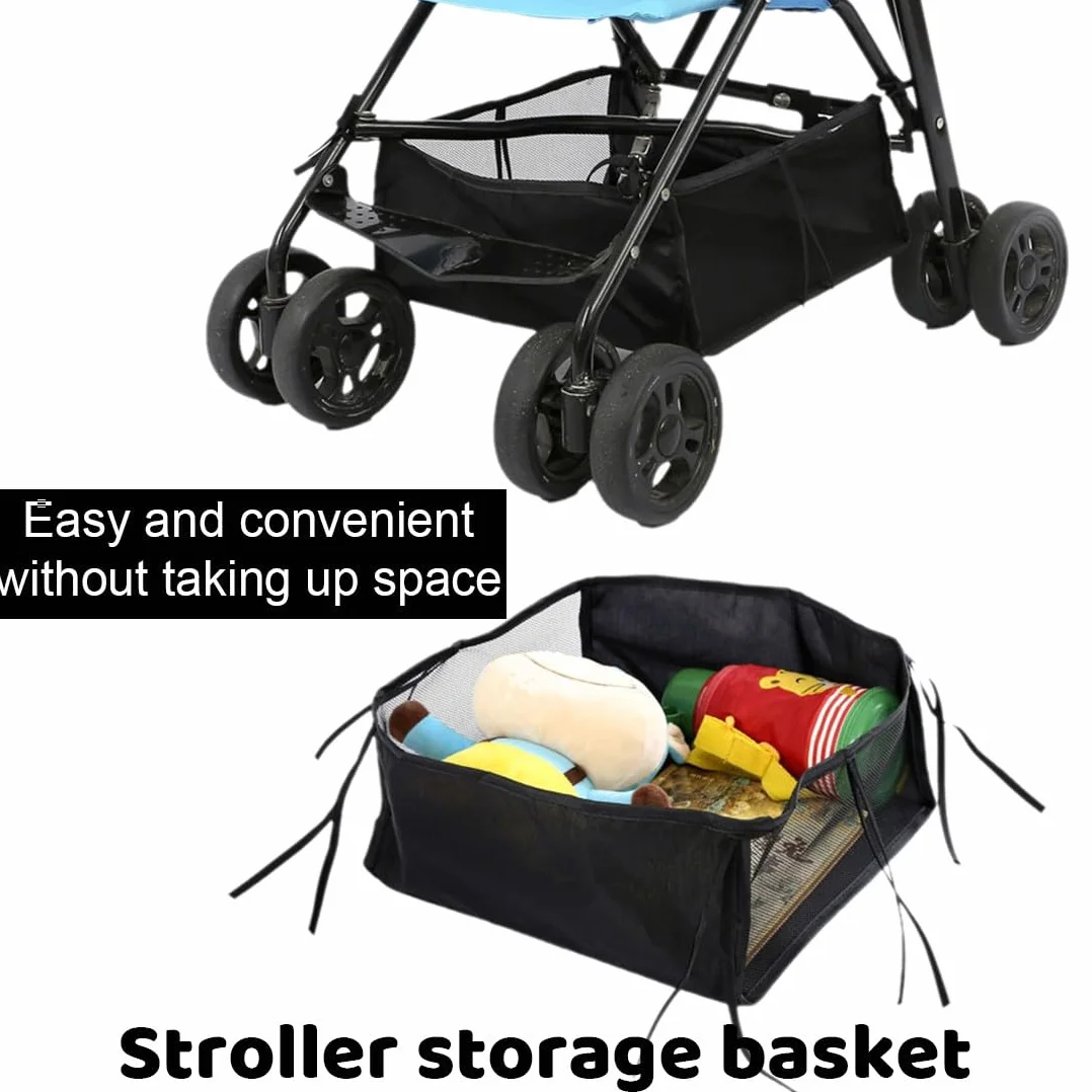 Cestino per Passeggino, Passeggino Borsa portaoggetti Universale, Passeggino Accessori, Passeggino Organizer Borsa Oxford, cestello portaoggetti in Rete, Carrozzina Cestino Inferiore