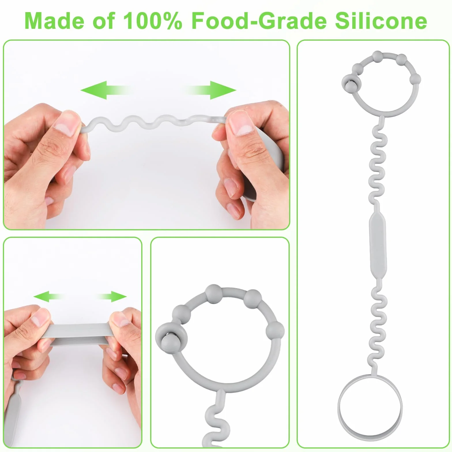 2 Pezzi Cinghia Biberon, Cinturino per Bicchieri Sippy in Silicone Cinghia Elastica per Biberon Bungee Cinghia per Bicchiere Sippy per Seggiolone, Passeggino, Casa, All'aperto