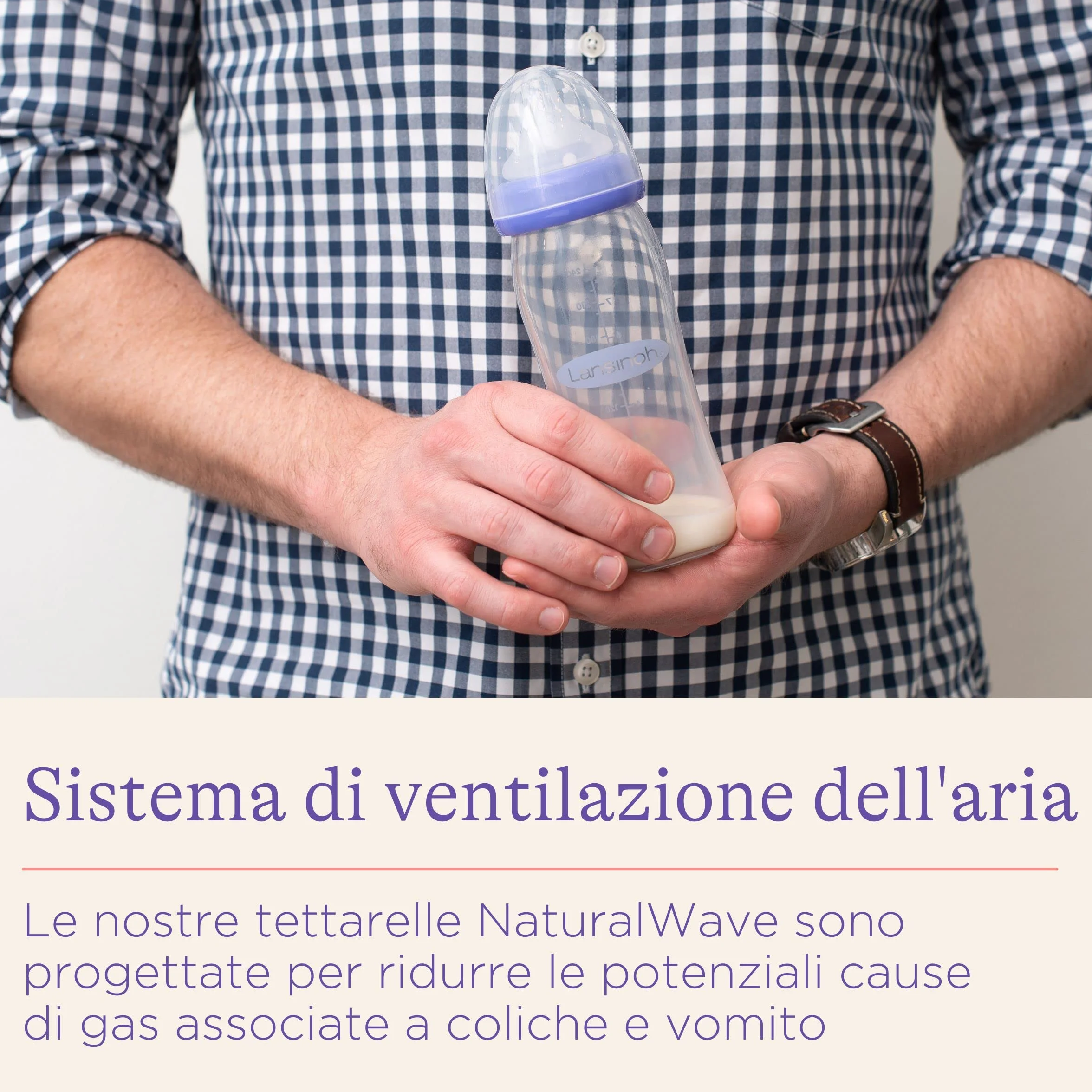 Lansinoh mOmma 77150 Biberon in Vetro con Tettarella, 240 ml