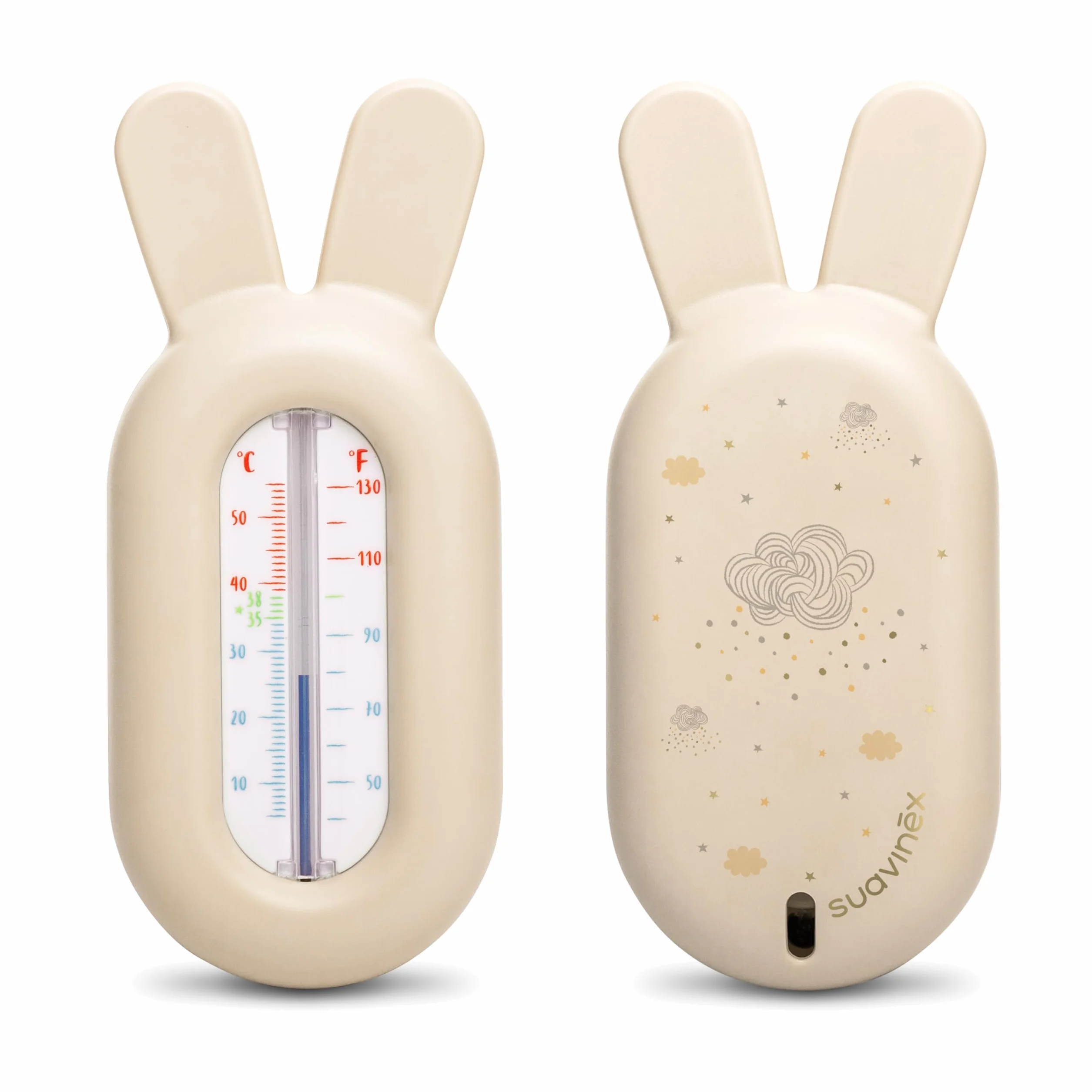 Suavinex, Termometro da bagno per bambini + 0 mesi, termometro per acqua, senza mercurio, preciso e con scala di colori, robusto e facile da difendere, Dreams Beige