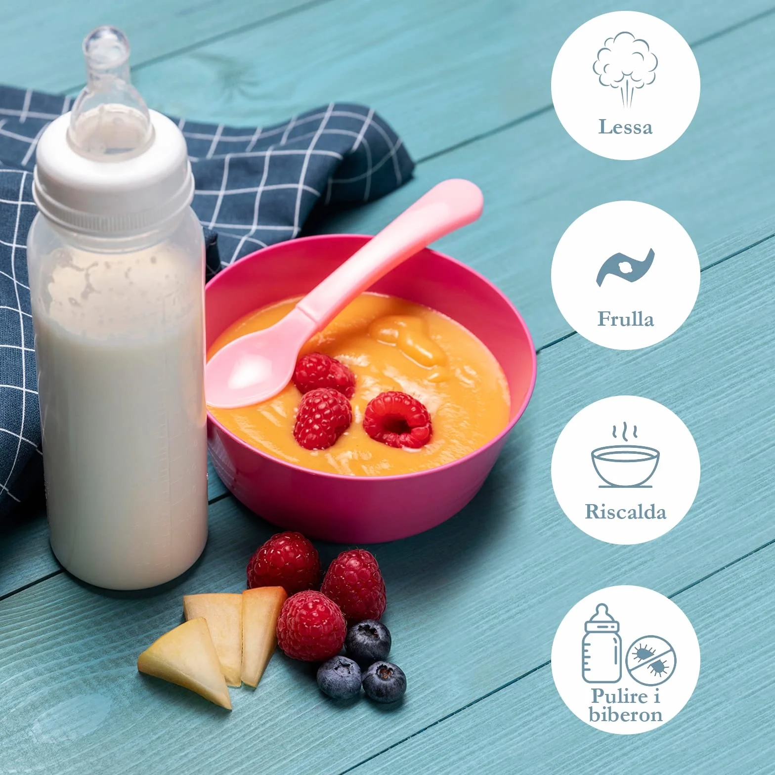 Baby Cuisine Frullatore elettrico Multifunzione 4-in-1 - Scalda biberon neonato + Cottura a vapore + Cuocipappa + Mixer - NUOVO Versione + Regalo perfetto per neogenitori + senza BPA