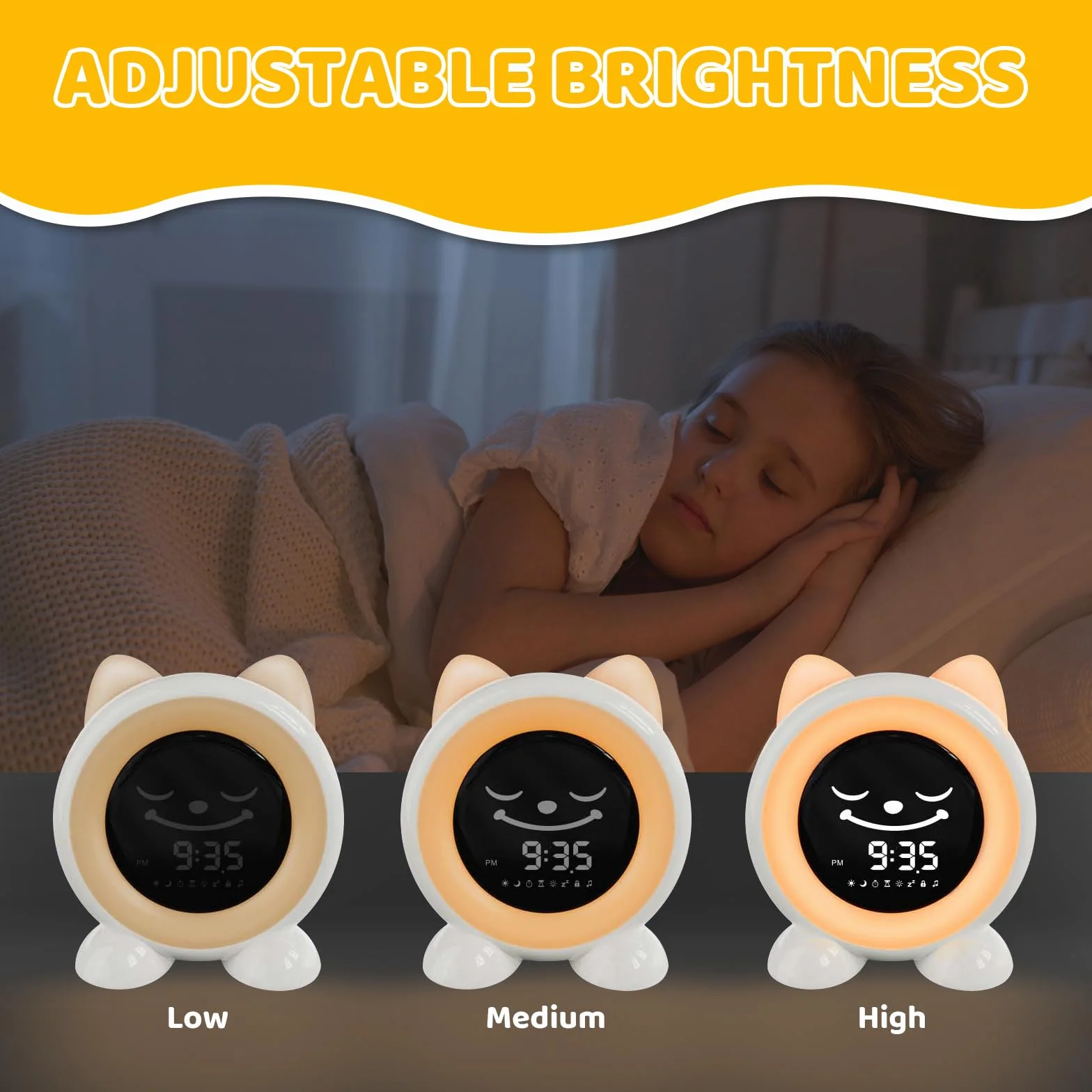I·CODE Sveglia per bambini, con luce notturna, timer per pisolini, snooze per bambini più piccoli, ragazzi e ragazze (versione a batteria)