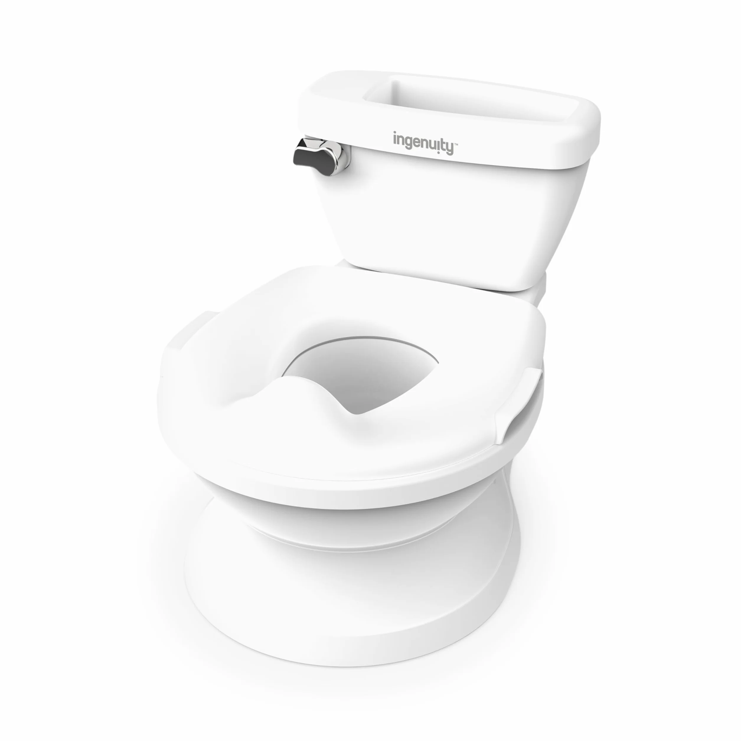 Ingenuity My Size Potty Pro, Vasino per Bambini Realistico 2-in-1 con Suono di Scarico - Riduttore WC Rimovibile - Facile da Pulire - con Scomparto Portaoggetti, 18M+, Fino a 23 kg (Bianco)