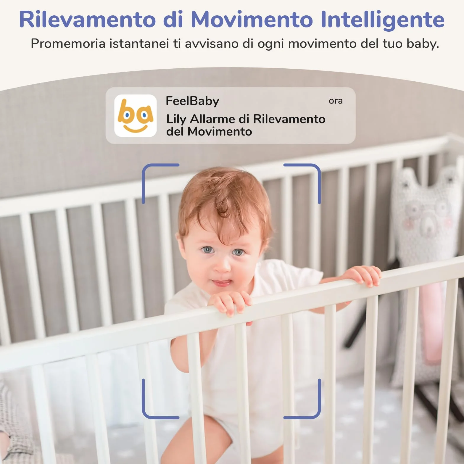 2K 5" Baby Monitor Video, Controllo Tramite Cellulare APP & Monitor, 360° Telecamera Bambini, Visione Notturna, Temperatura, Movimento, Rilevamento Del Pianto, Ninne Nanne, Audio Bidirezionale