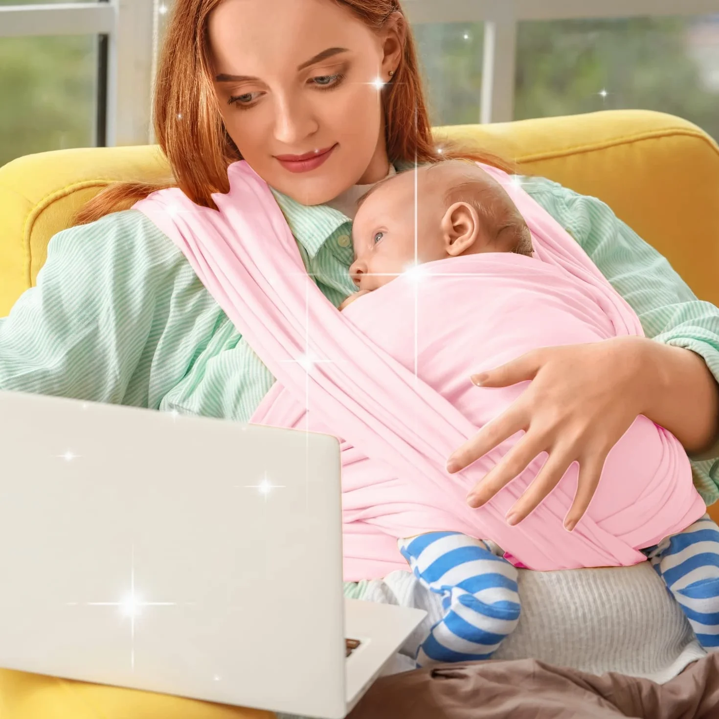 Fascia Neonato (100% Made In Italy) Con 2 BAVAGLINI INCLUSI, Fascia Porta Bebe In Cotone Organico, Fascia Neonato Porta Bebe In Tessuto Morbido, Leggero, Traspirante, Adatta Fino A 15 Kg