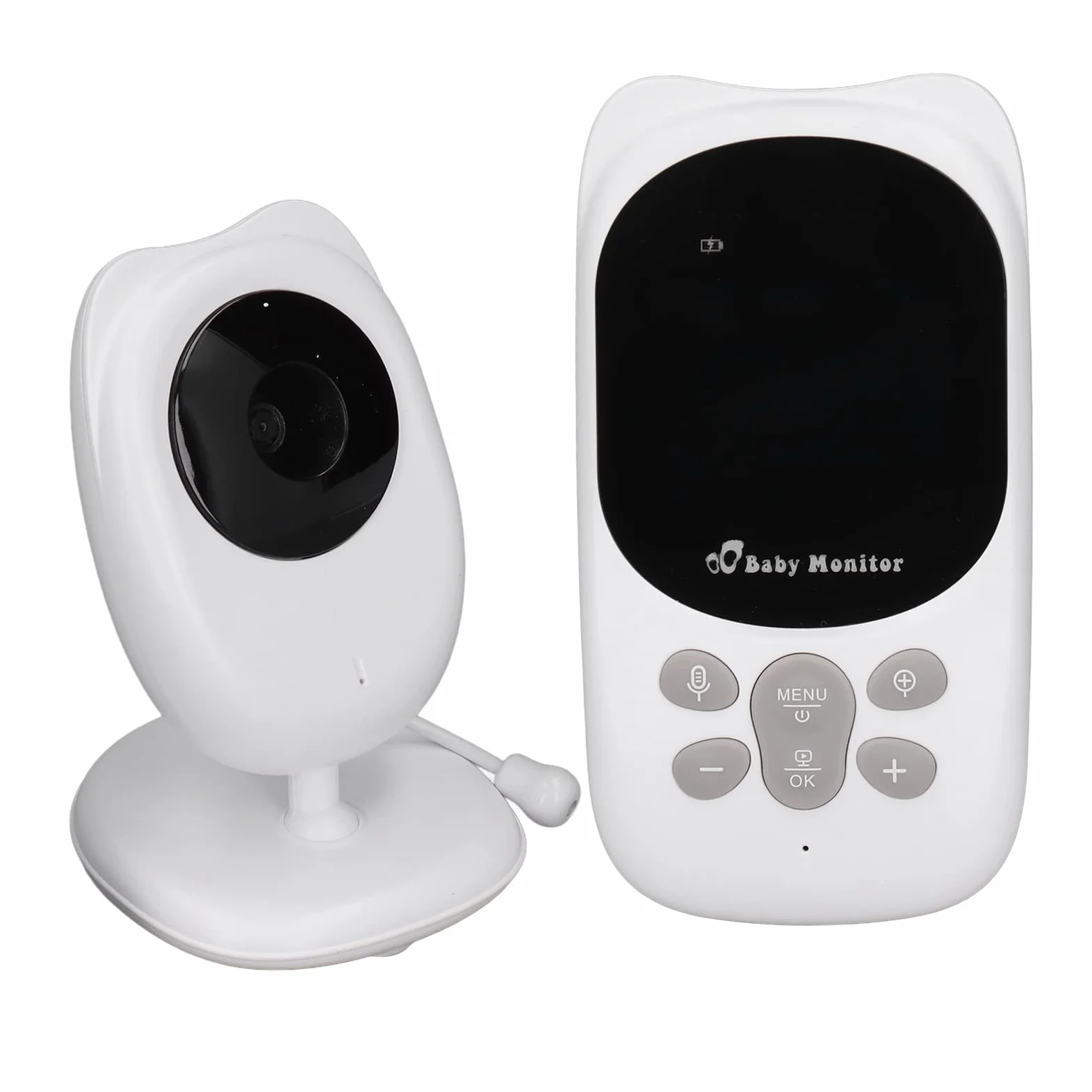 Baby Monitor, Schermo LCD HD da 2,4 Pollici Induzione a Infrarossi Citofono Bidirezionale Baby Camera Monltor, Funzione Musicale Visualizzazione Della Temperatura Ottica Infantile Baby Monitor(UE)