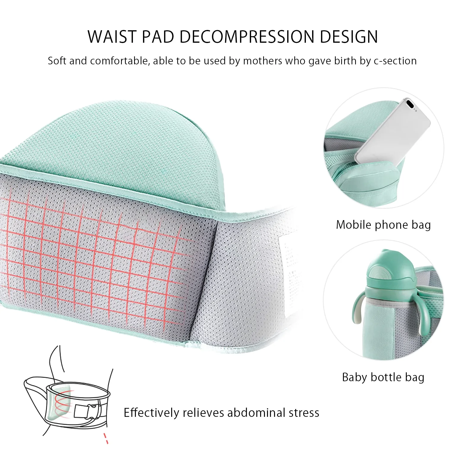 SONARIN Marsupio Neonati Ergonomico con Sedile,Puro Cotone Portantina Leggero e Traspirante per Bambini da 0-36 Mesi,Approvato da Standard di Sicurezza,Multiposizione,Fino a 30 KG(Grigio)
