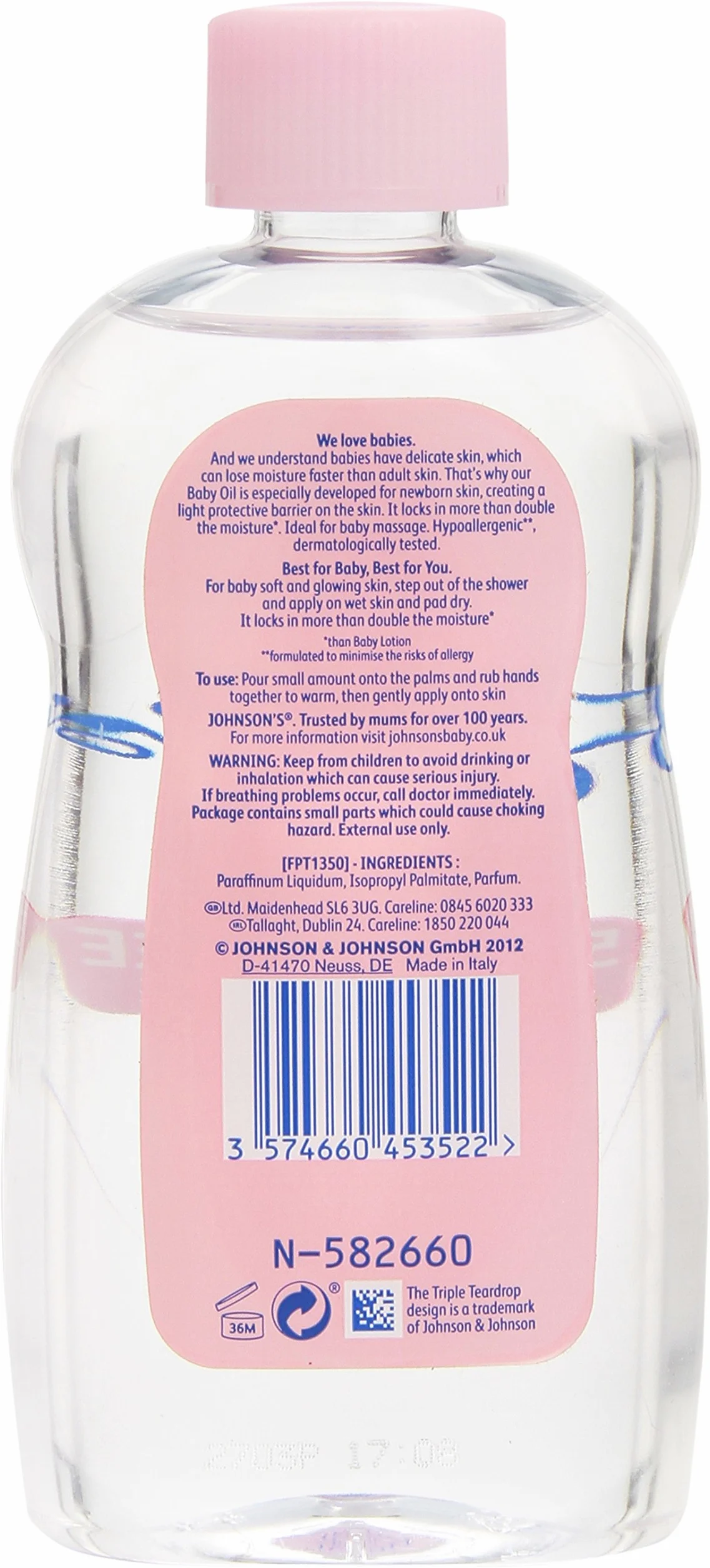 Johnson's Baby Oil 300 ml Olio Idratante Corpo Bambini e Adulti