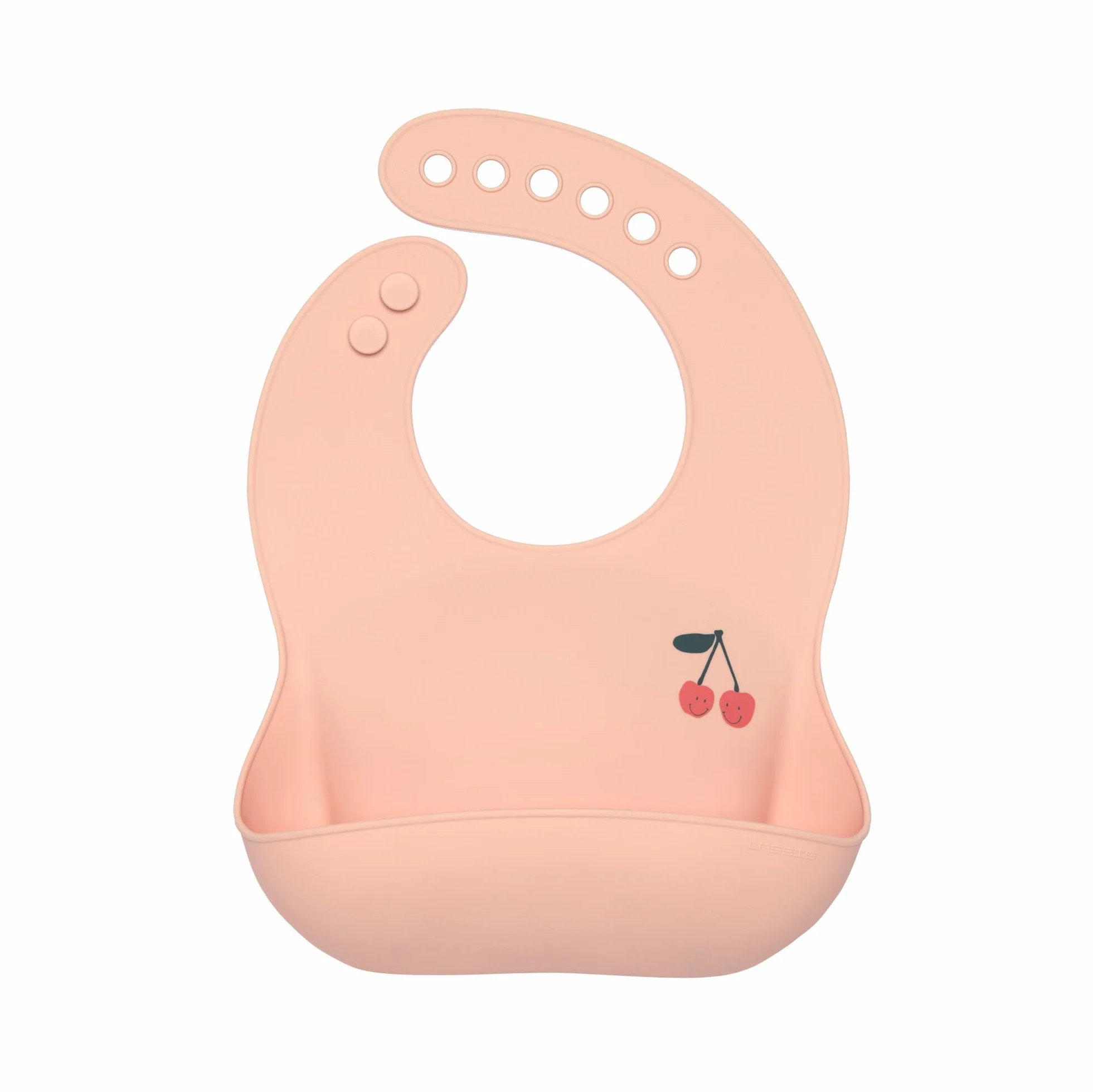 LÄSSIG Bavaglino in silicone per bambini Bavaglino per bambini con vassoio di raccolta lavabile in lavastoviglie/Happy Fruits Cherry