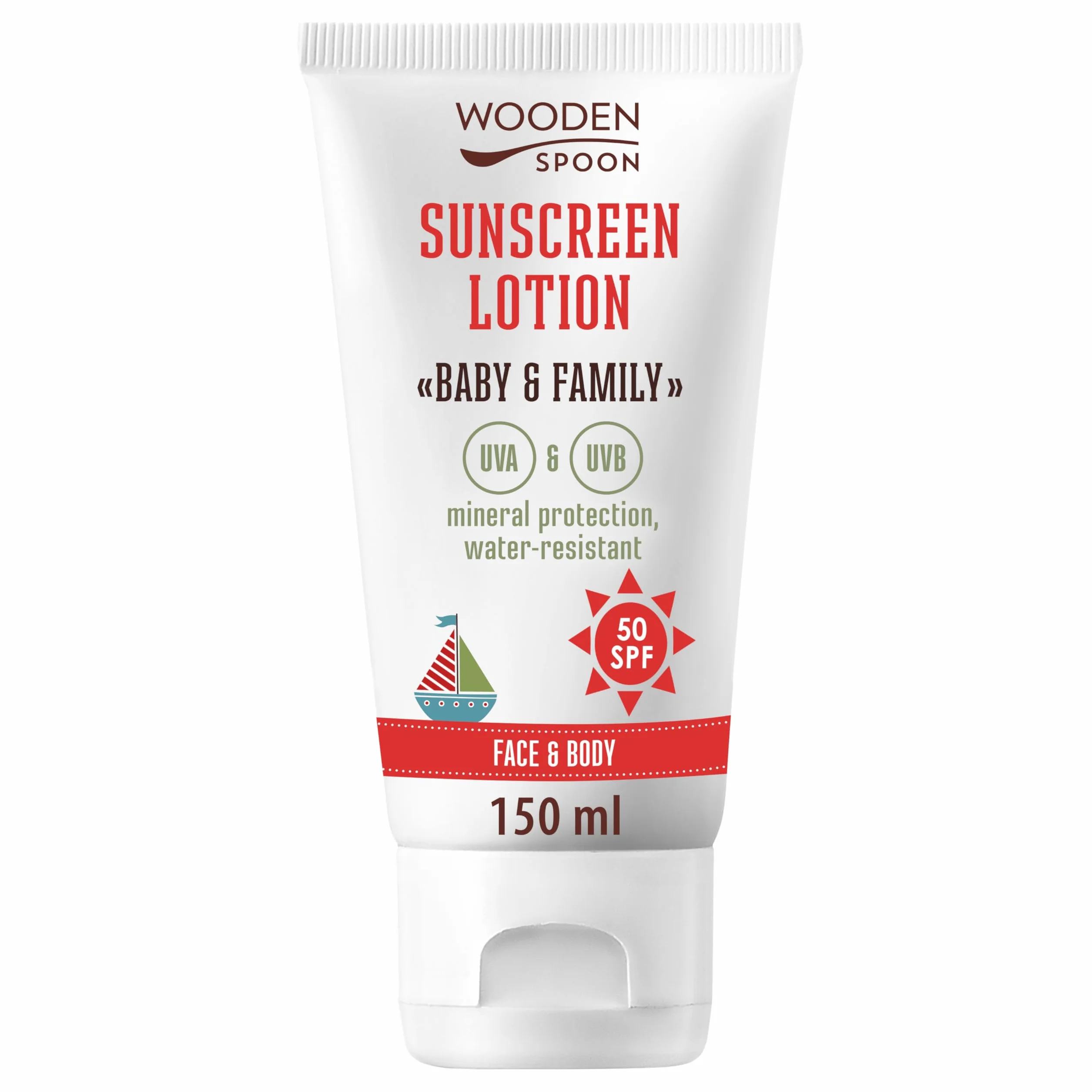 Wooden Spoon Crema Solare Biologica Bambini e Famiglia SPF 50 – 100% Naturale, Zinco Invisibile, Senza Residui Bianchi, Ipoallergenica, Vegan, Resistente all’Acqua – 150 ml