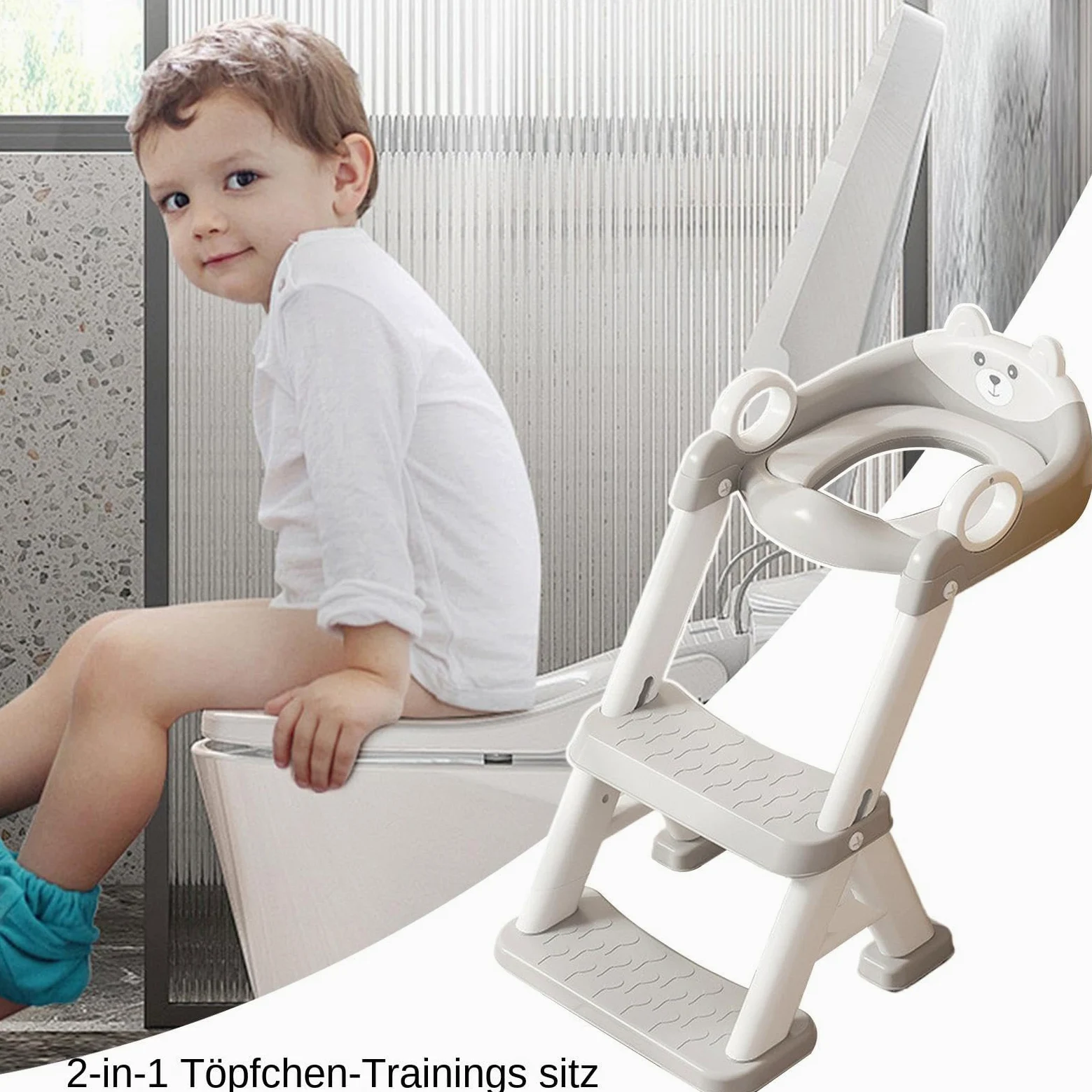 Scaletta WC per bambini aggiornata WC per bambini e ragazze, sedile WC 2 in 1 con scale, WC aggiornato per bambini e ragazze, sedile WC 2 in 1 con scale,