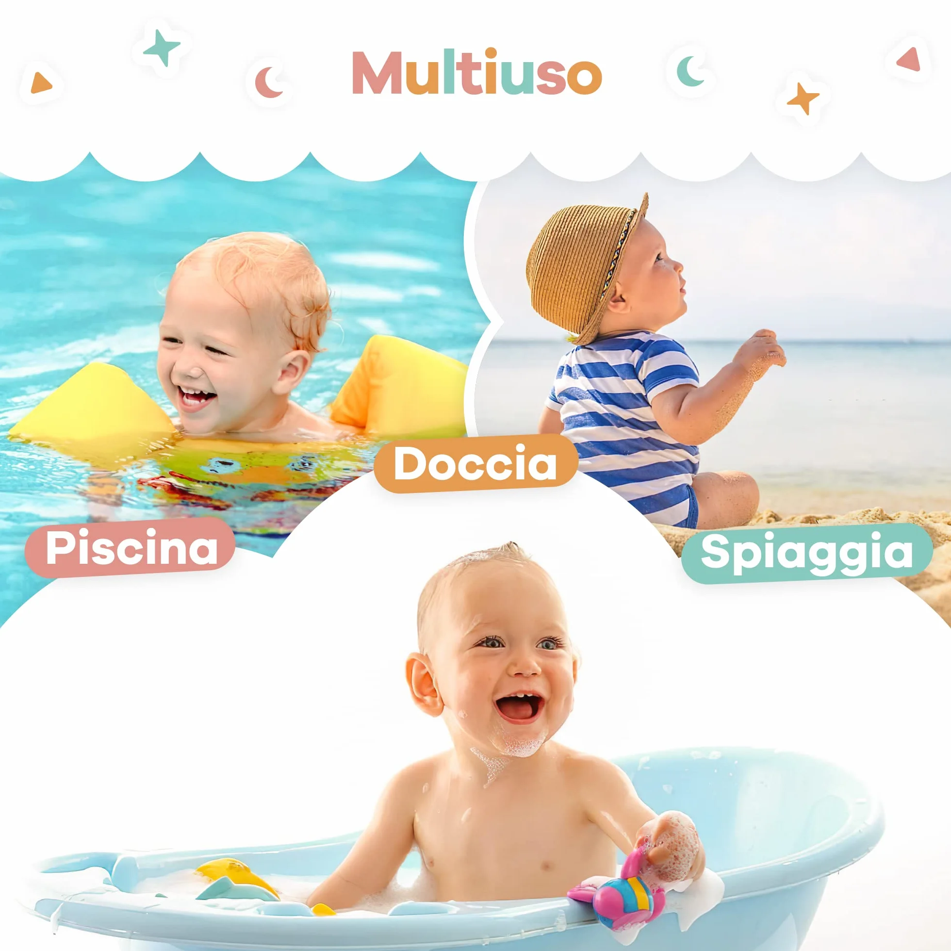 Accappatoio Neonato 6-12 mesi fino a 5 anni 90 x 90 cm, Asciugamano Neonato Bagnetto 100% Cotone Naturale, Soffice e Delicato per la Pelle- Accappatoio bambino a forma di orsetto (Orsetto)