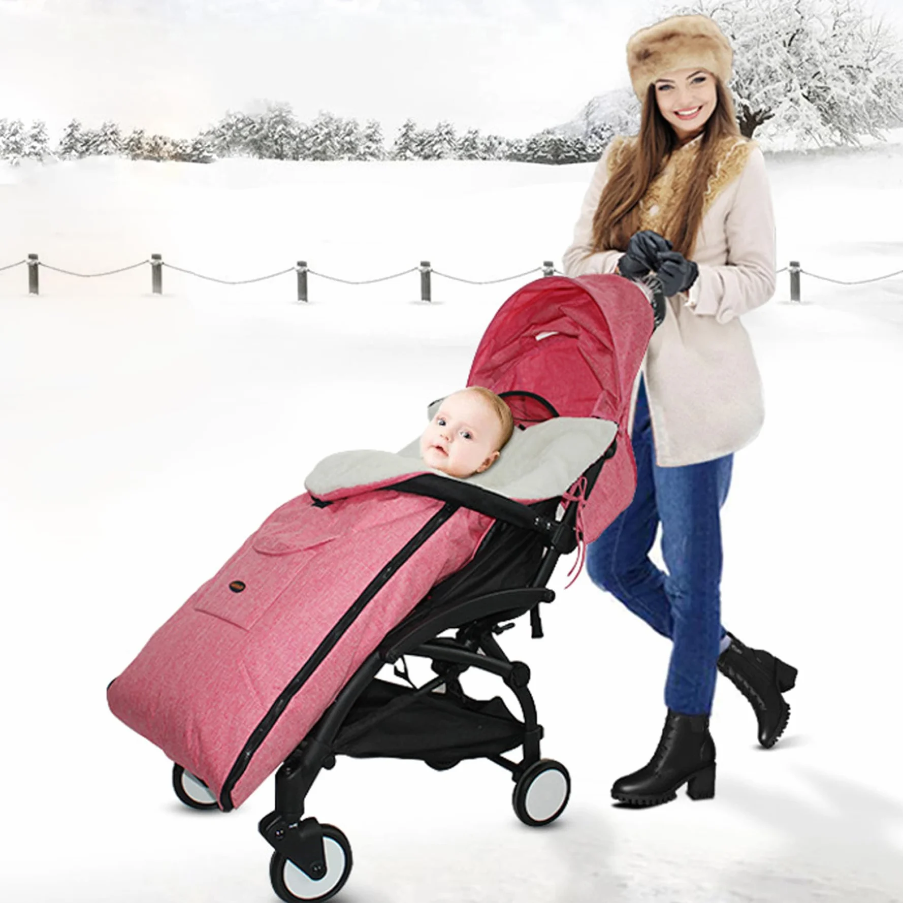 Sacco Coprigambe Per Passeggino, Sacco Nanna Per Passeggino Caldo Invernale 93x43 cm Con Fodera In Peluche E Tasca, Nanna Universale Per Per La Stagione Fredda All'aperto