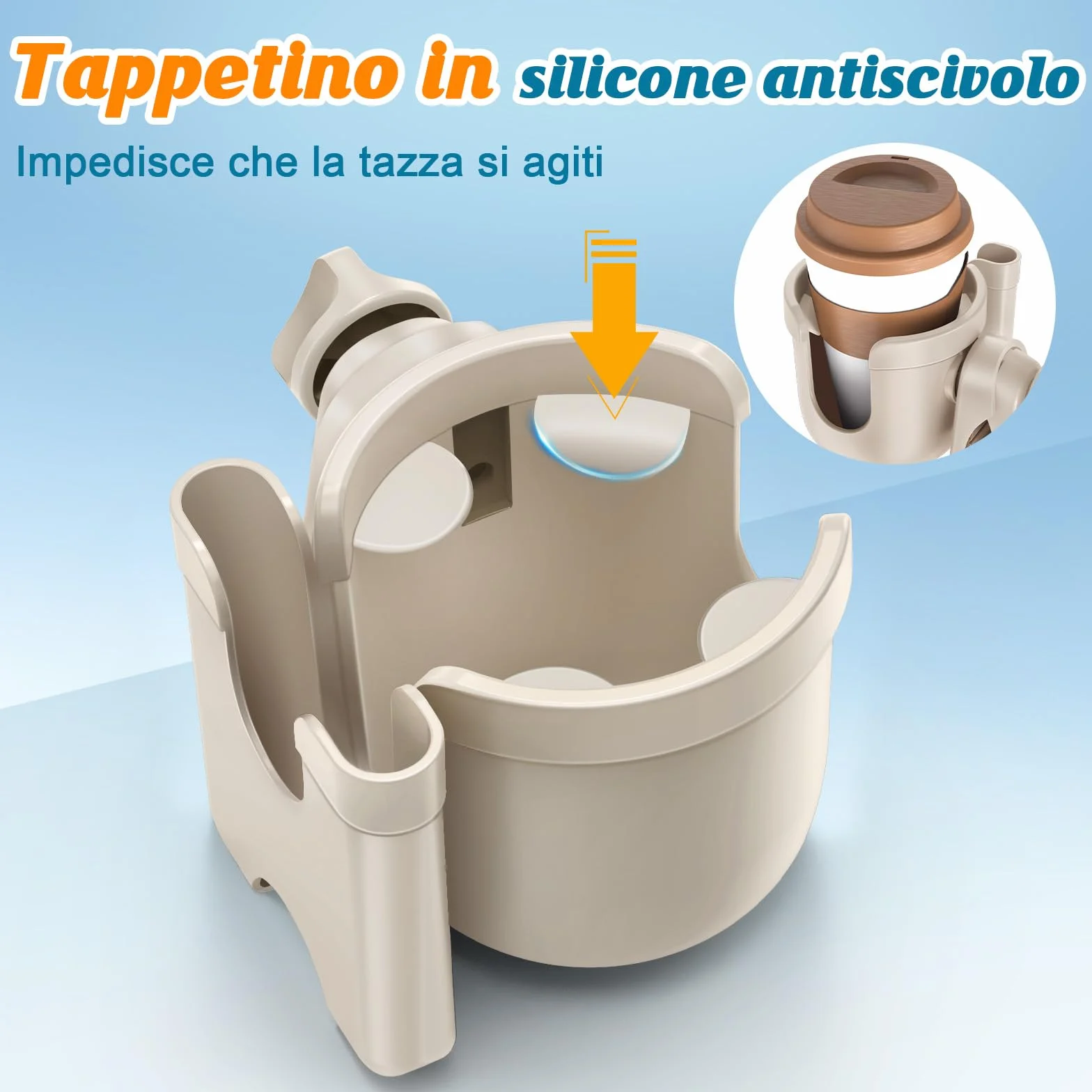 Portabicchieri per Passeggino,Guiseapue Portabicchieri Universale per Passeggino Portabicchieri Universale Regolabile portabottiglie Bici per passeggino bicicletta sedia a rotelle e moto (Beige)
