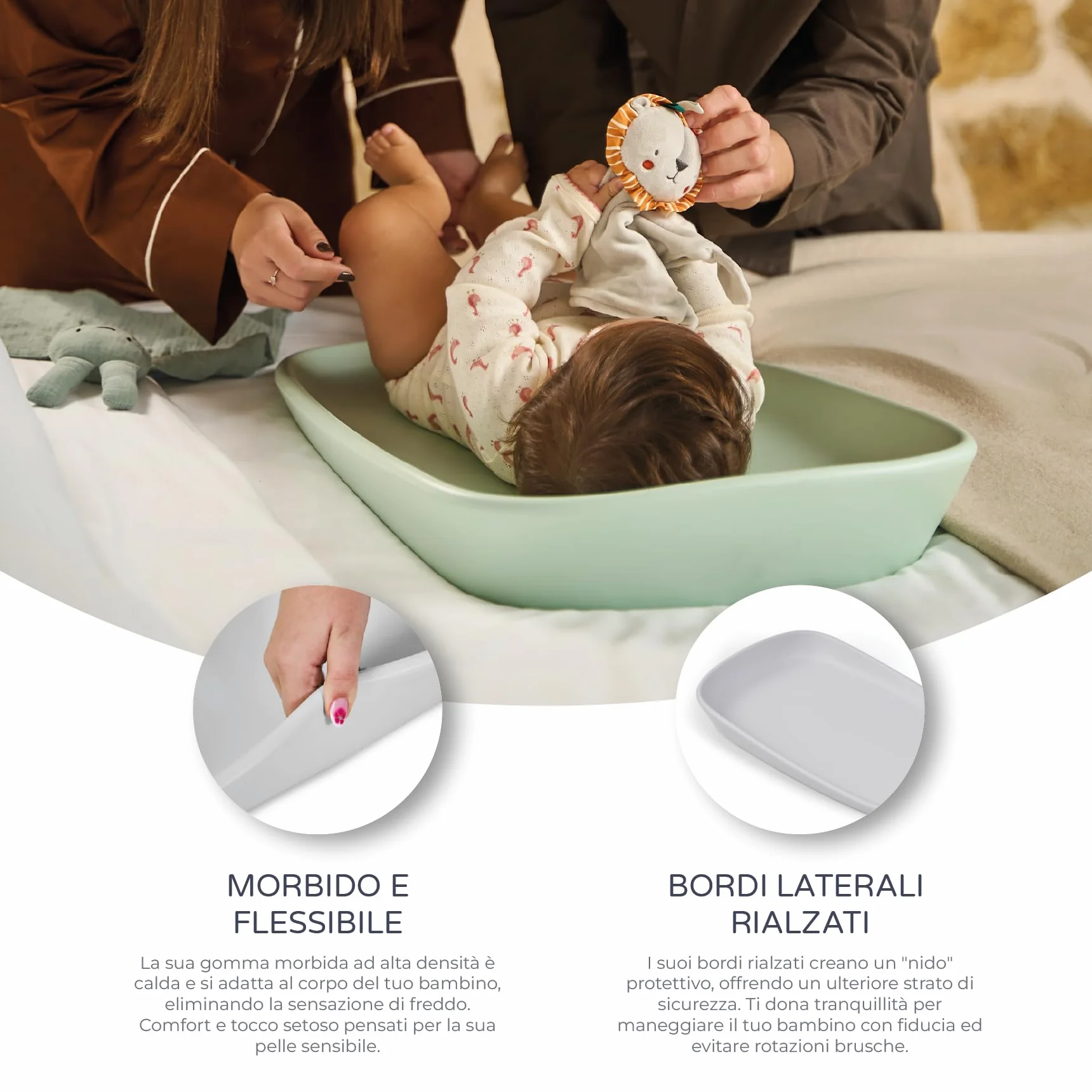 MS BabyWorld – FOAMY – Fasciatoio per Neonati Antiscivolo in EVA | Impermeabile, Facile da Pulire, Compatto per Viaggi e Uso Quotidiano | Da 0 a 12 Mesi | 67x41x10 cm (Grigio)