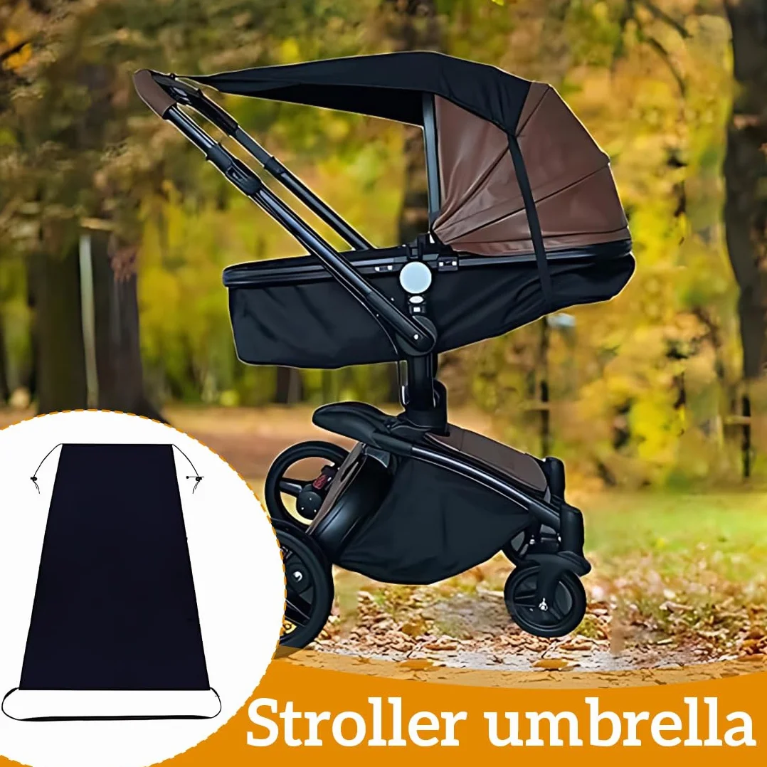 1 Pezzo Telo Parasole Universale, Parasole per Passeggino, Parasole Carrozzina, Parasole Passeggino, Protezione Solare per Passeggino e Navicella Regolabile con protezione UPF 50+, Nero