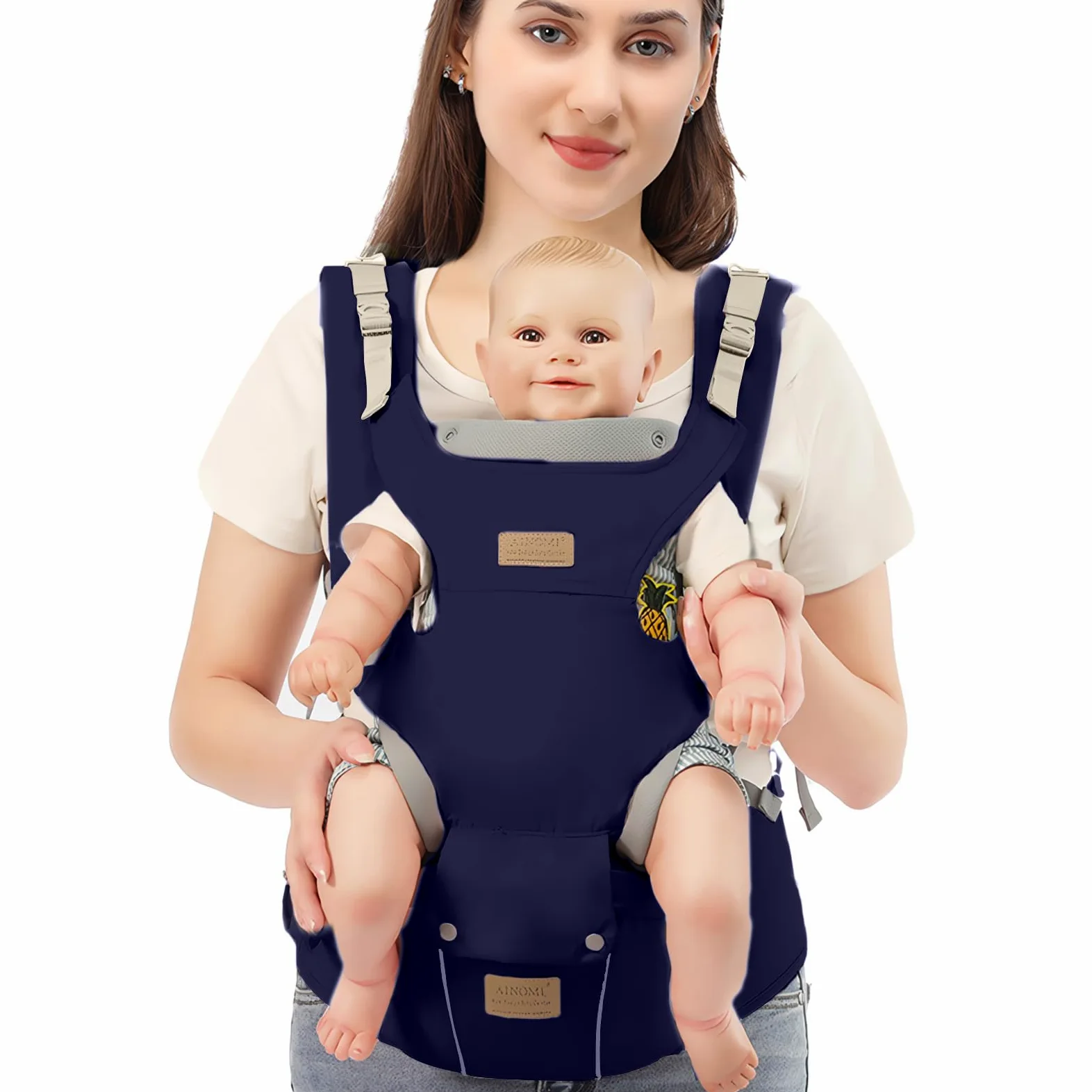 SONARIN Multifunzionale 3 in 1 Marsupio Neonati con Sedile,Portantina Ergonomico Traspirante Porta Bambino Fascia Porta Bebè Multi-Posizioni per Neonati Bambini 0-36 Mesi(Blu Scuro)
