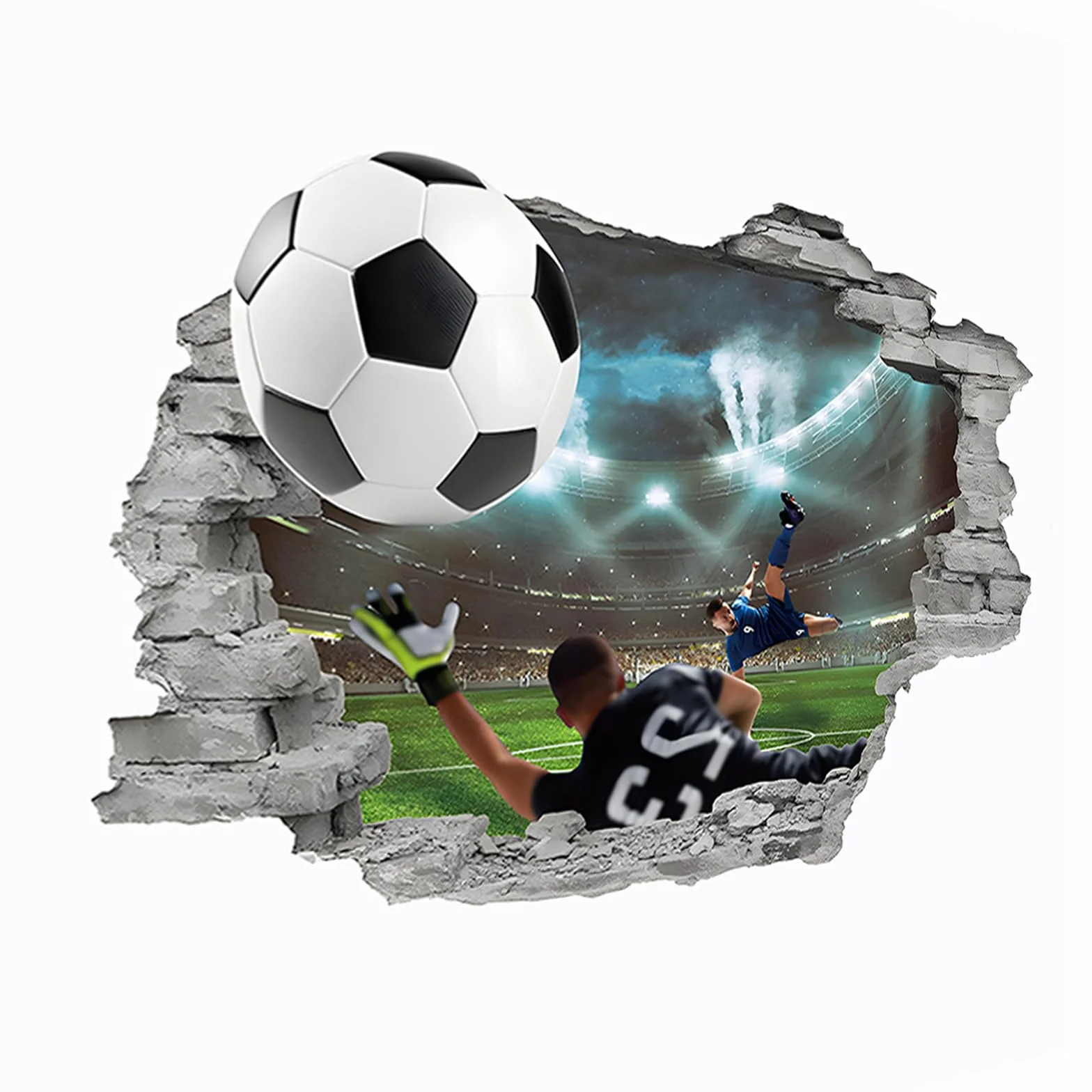 Adesivi Murali 3D,Adesivi Murali di Calcio 3D,Adesivi di Sfondo TV,Adesivi Murali di Calcio Della Camera Dei Ragazzi,Rimovibili eAdatti per la Decorazione Della Camera da Letto e Del Soggiorno