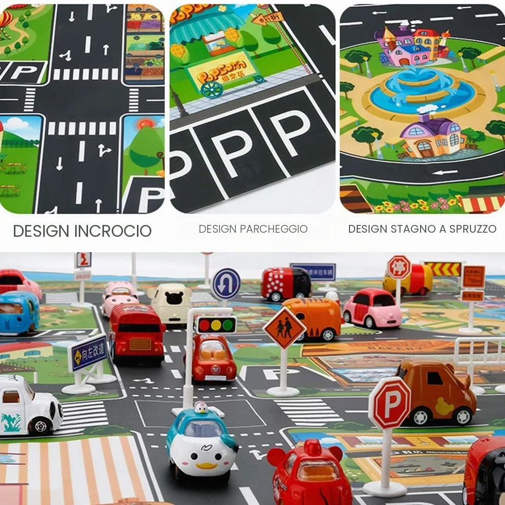 VANTIYAUS Tappetino per giocattoli in plastica, resistente agli spruzzi, lavabile, in PVC, ideale per auto e giocattoli. Tappetino educativo.