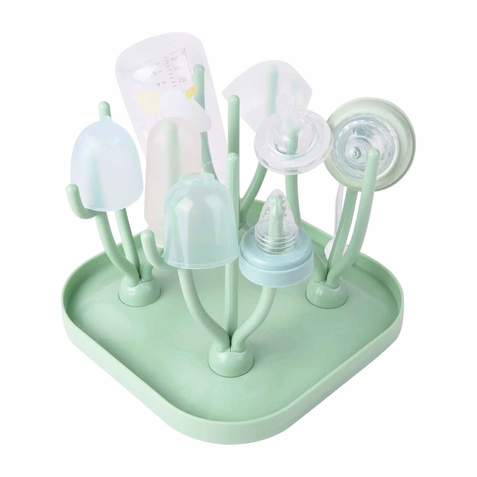 Vicloon Bottiglia Stendino, Rastrelliere Asciuga Biberon con Puntoni Rimovibili, in Materiale PP Sicuro, Senza BPA, Stendino per Biberon, Bambino Piatti, Capezzoli e Tazze, Verde