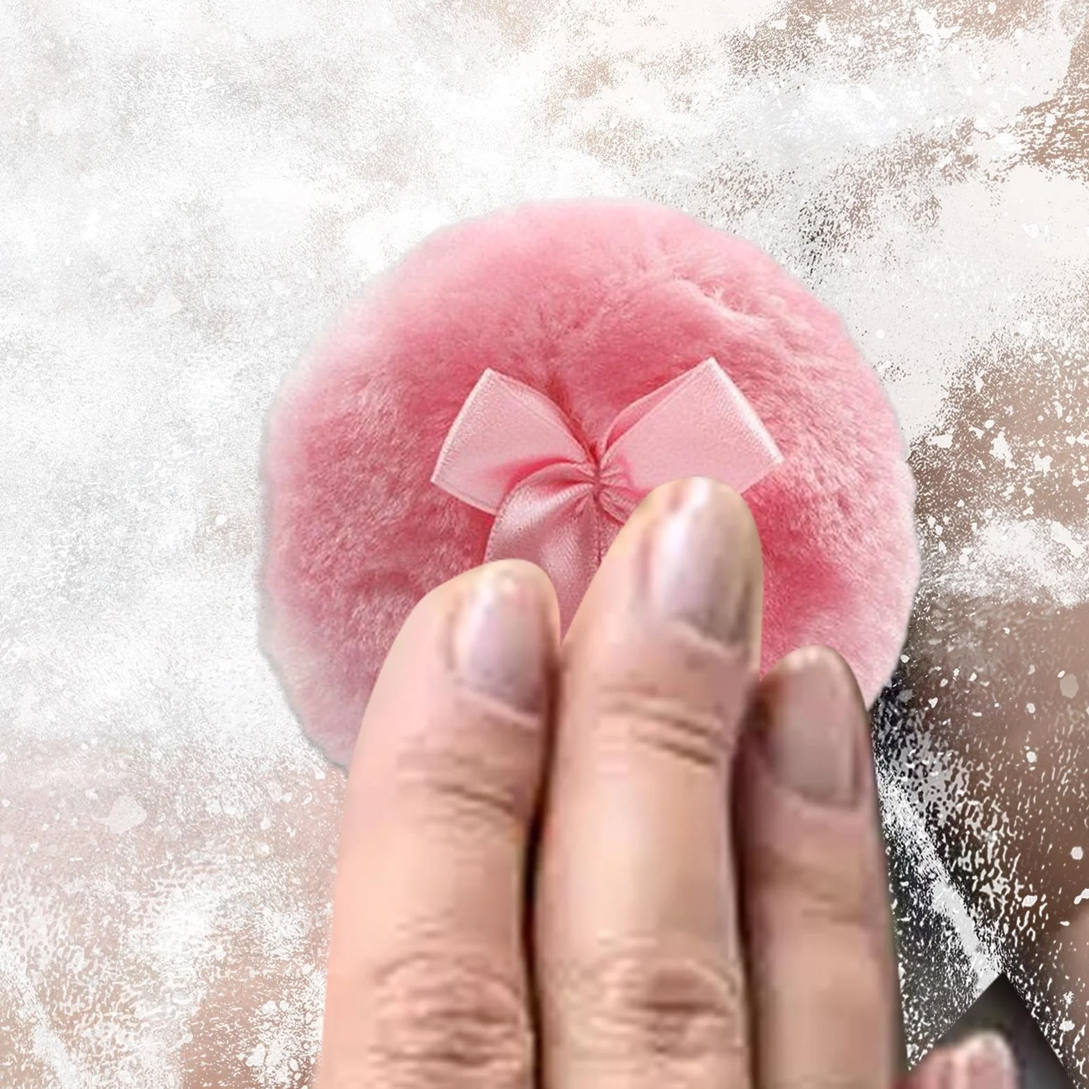 Houppette Per Bambino, Houppette Per Polvere Corporale, Sbuffo Di Polvere Rotonda Ultra Morbido Per Viso E Corpo Con Nodo In Nastro, Strumento Di Trucco A Secco Per Uso Domestico/Viaggio, Applicat