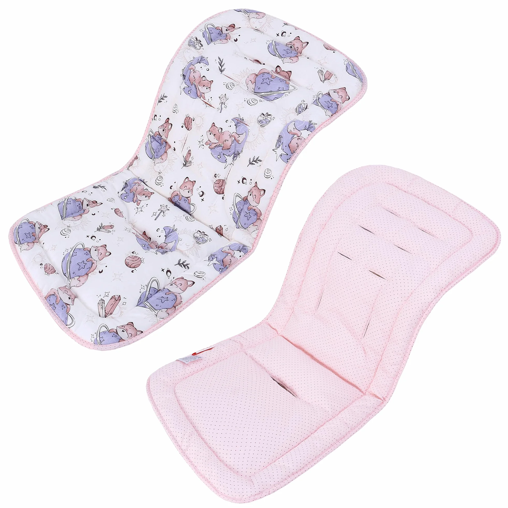 LAT Materassino per Passeggino Universale, Copriseduta Passeggino Universale, Reversibile, Morbido e Traspirante Coprisedile per Passeggini, Seggiolini Auto, Culle e Seggioloni (Pianeta Volpe)