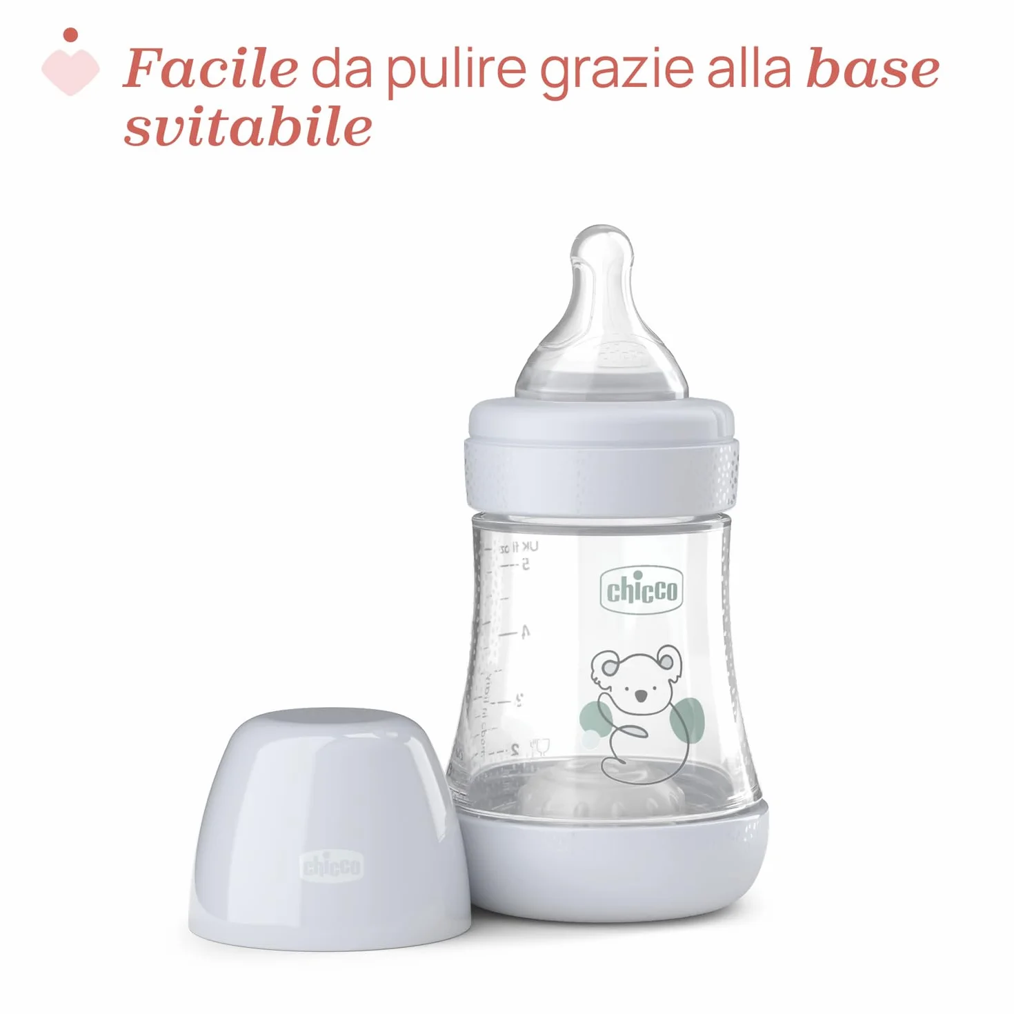 Chicco PERFECT 5, Doppio Biberon Anticolica da 150 ml, Biberon Flusso Lento da 0 Mesi + con Tettarella in Morbido Silicone, Biberon simil seno materno, Biberon anticolica per allattamento misto