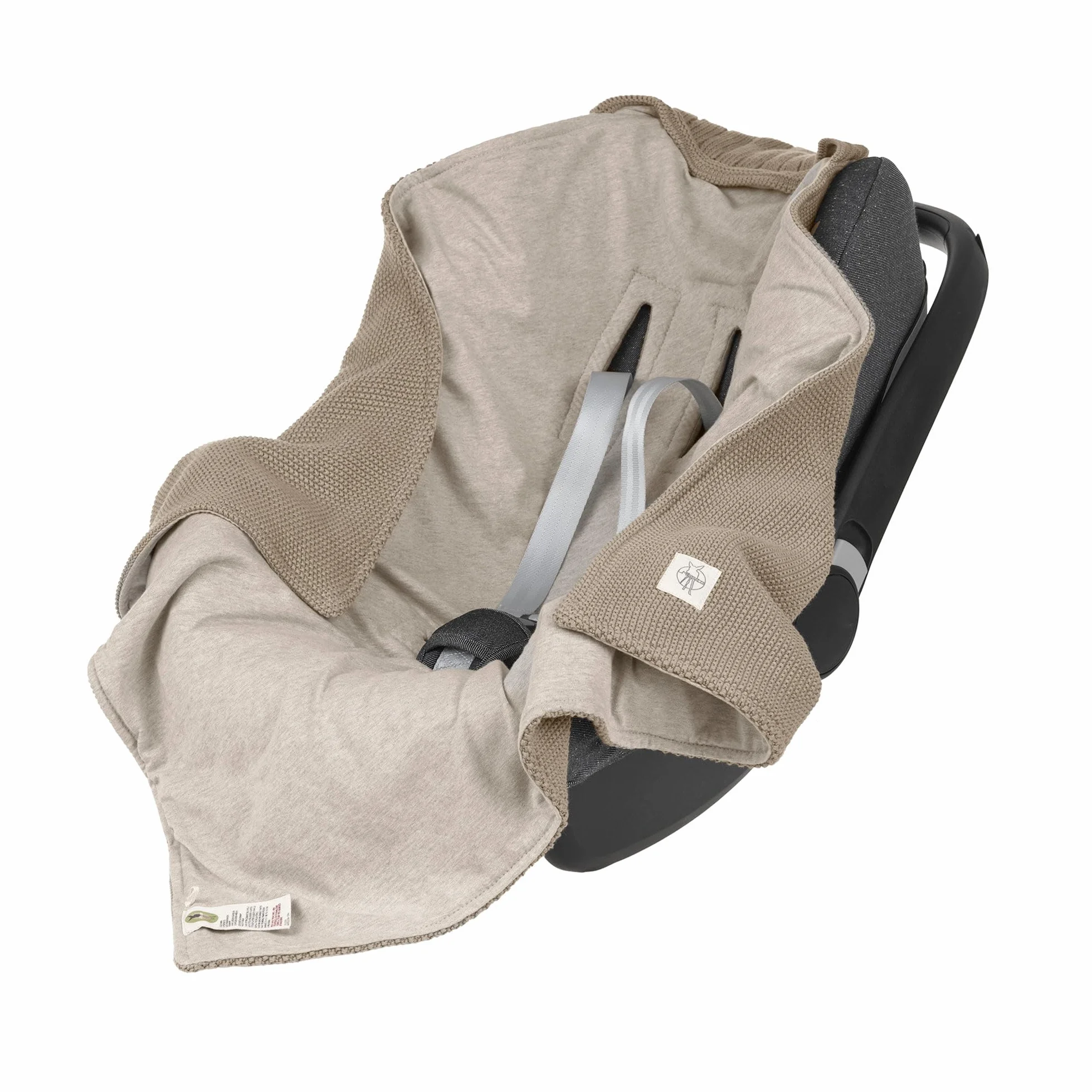 LÄSSIG Coperta a maglia per seggiolino auto 100% cotone organico GOTS taupe