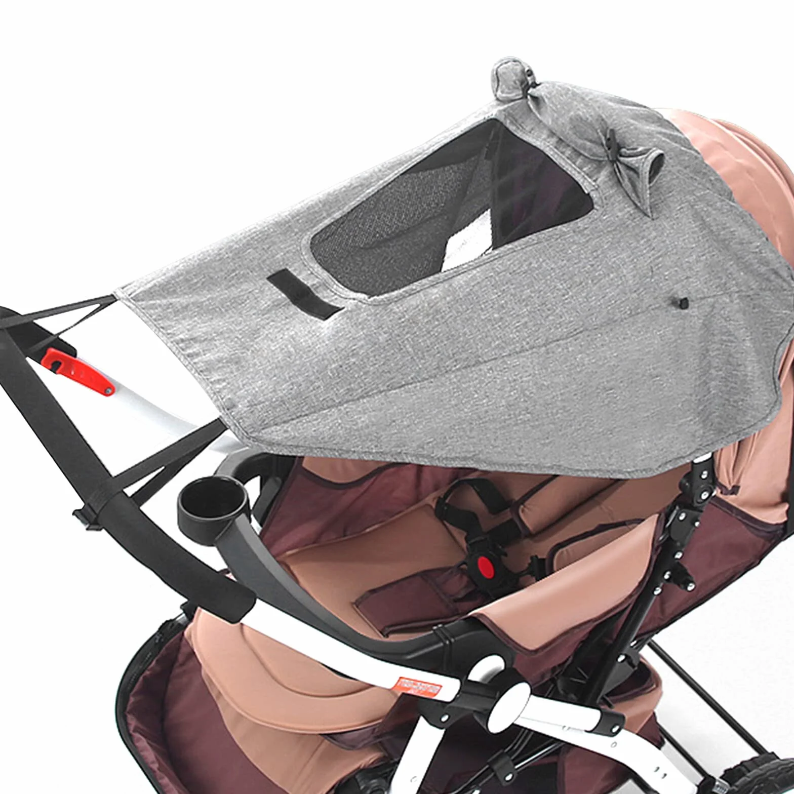 parasole passeggino universale con protezione UV 50+ e impermeabile, parasole ovetto universale - ombrellino parasole passeggino con finestrella e alette parasole, grigio