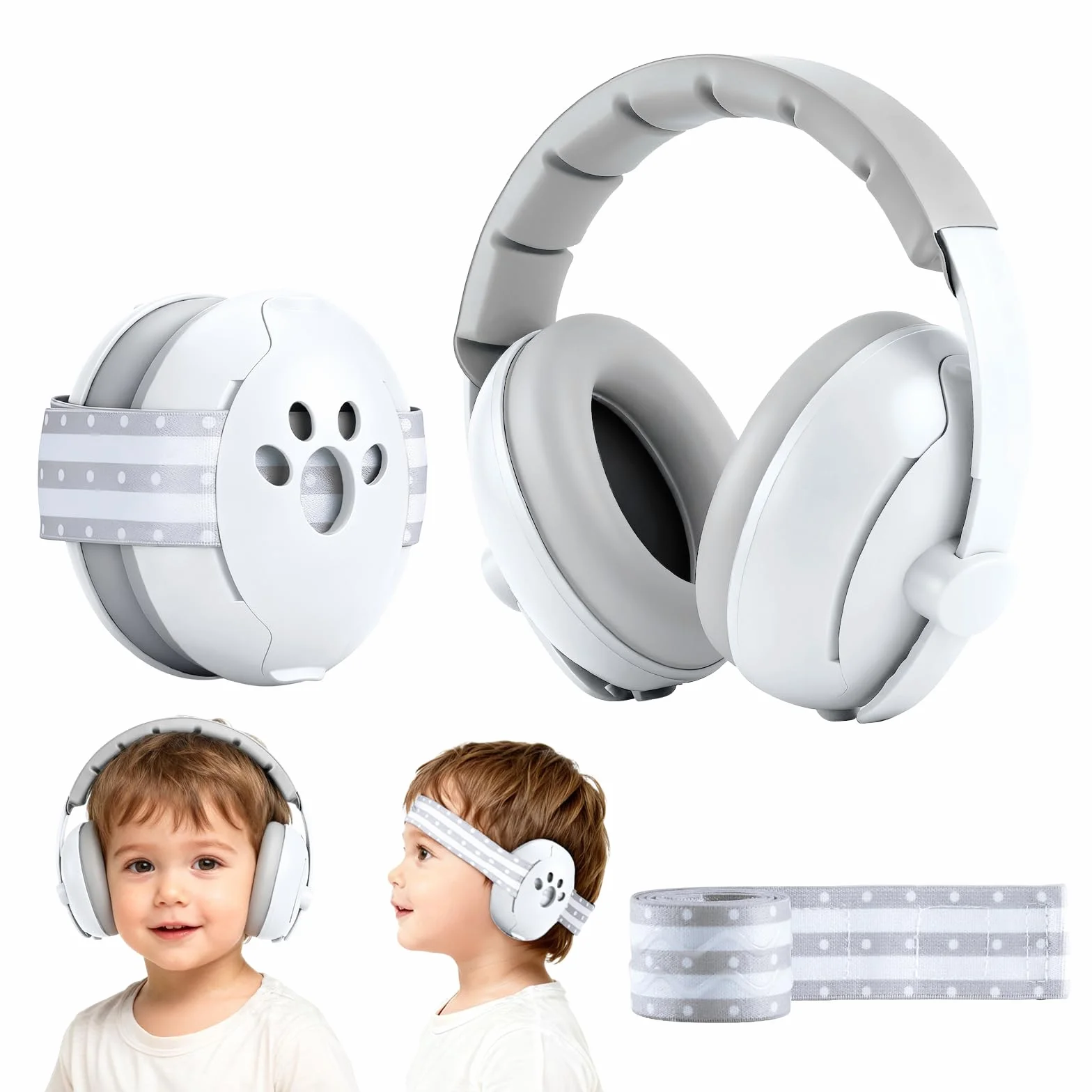 Cuffie Antirumore Neonato per Proteggere l'Udito -25dB, Cuffie Antirumore Morbido per Bambini Bebè da 0 a 3 Anni, Protezione Acustica, Archetto Regolabile, per Viaggi in Aereo