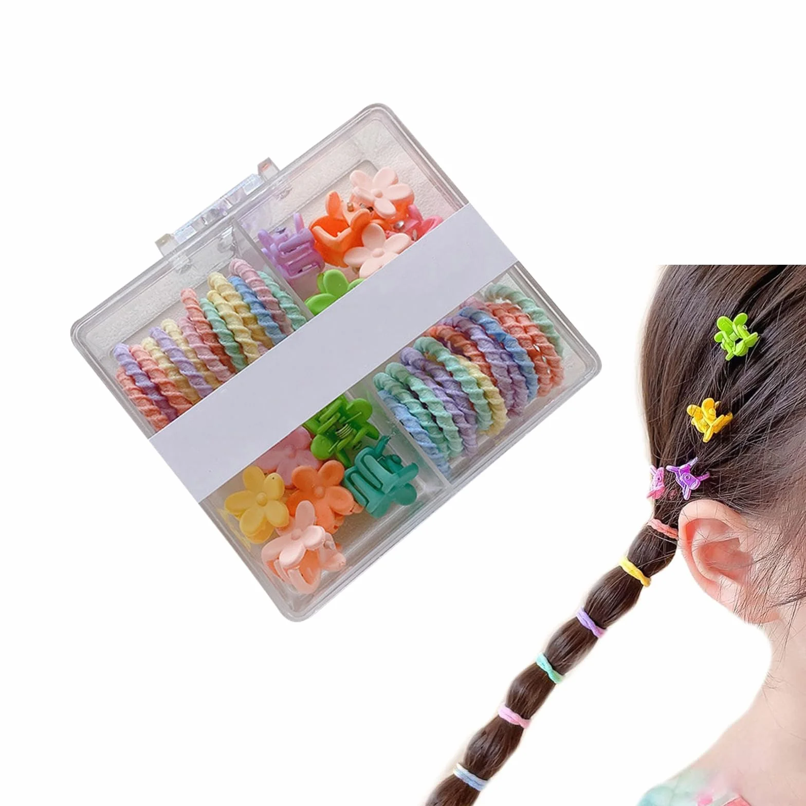 1 scatola di elastici per capelli per ragazze, code di cavallo per ragazze e neonate