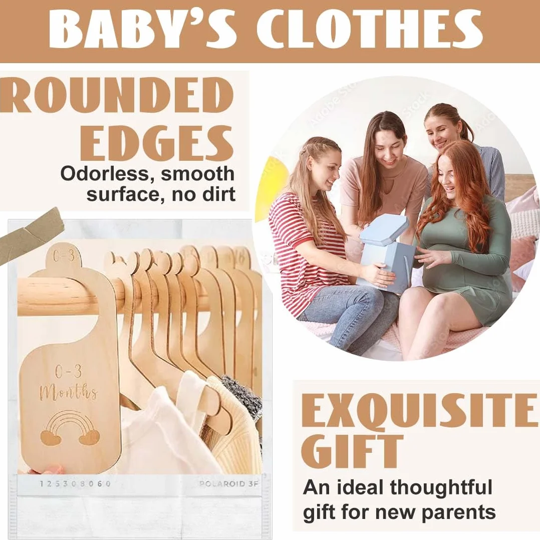 7 Pezzi Divisorio Per Armadio Bambini In Legno, Organizer Guardaroba Neonato Separatori Per Abbigliamento Per Classificare Vestiti Da 0 A 24 Mesi