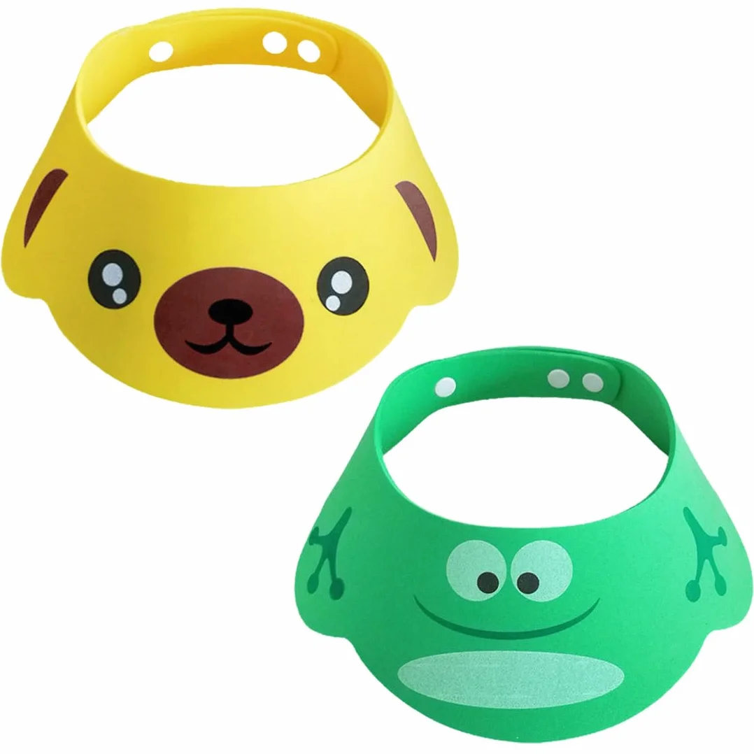 NJCXOLA Cuffie da Doccia per Bambini,2 PCS Doccia Cap per Bambino Sicurezza Regolabile Cappello Cuffia In Morbido Silicone Visiera Bimbi per Evitare che l'Acqua Scorra Agli Occhi e al Viso